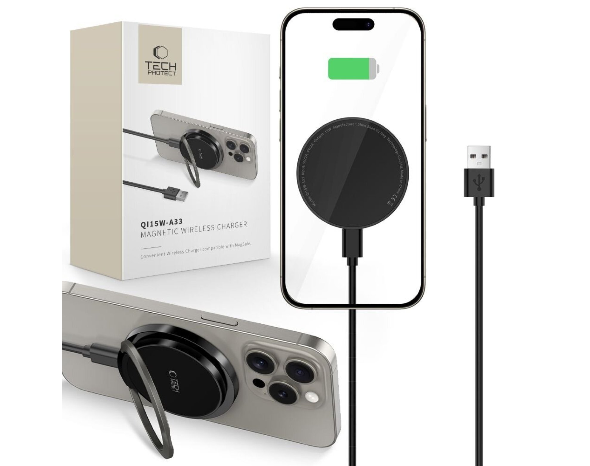 Ładowarka indukcyjna TECH-PROTECT QI15W-A33 Magnetic 15W Czarny Qi MagSafe