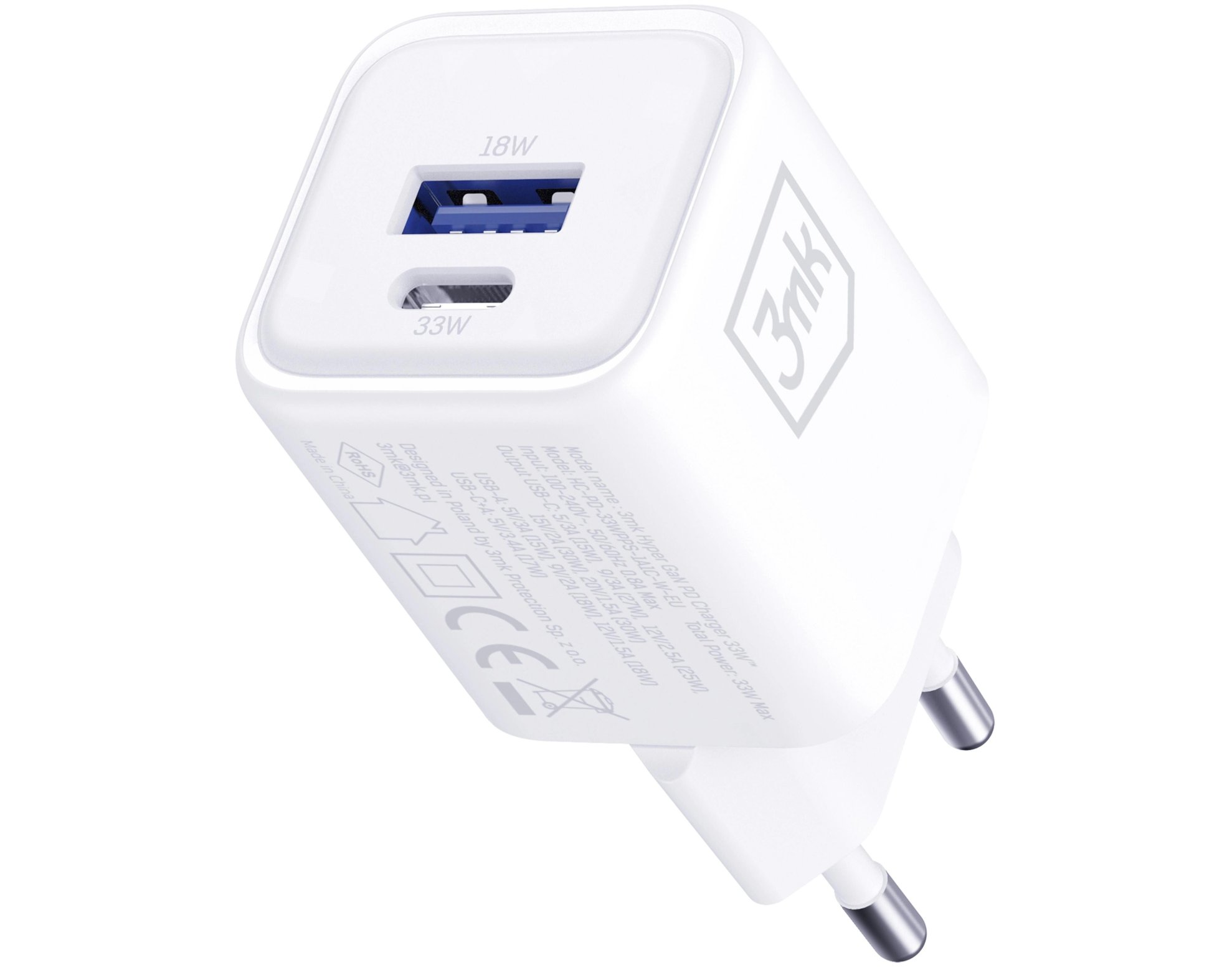 Ładowarka sieciowa 3MK Hyper GaN PD Charger 33W Biały