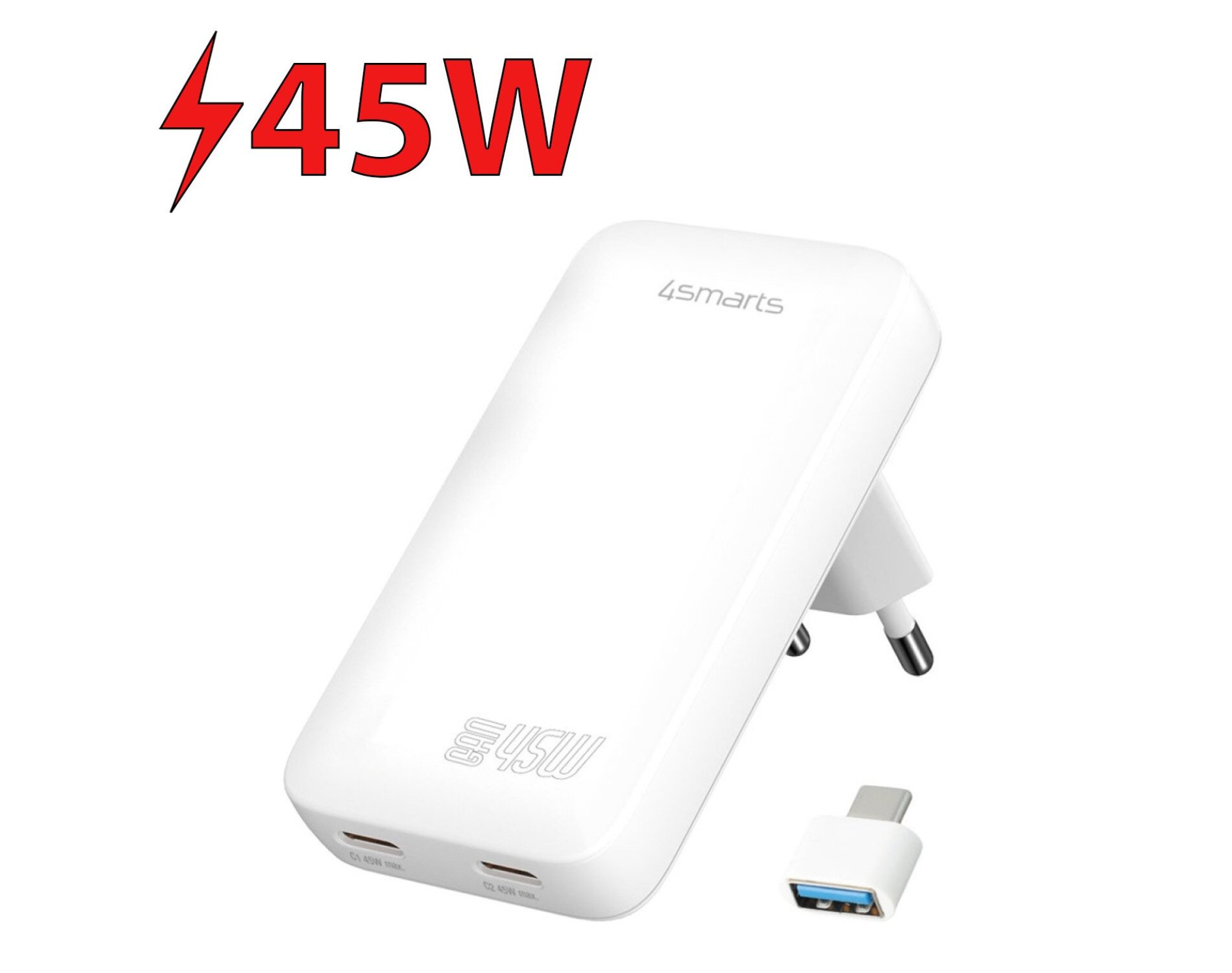 Ładowarka sieciowa 4SMARTS FlatPlug Slim Dual 45W Biały