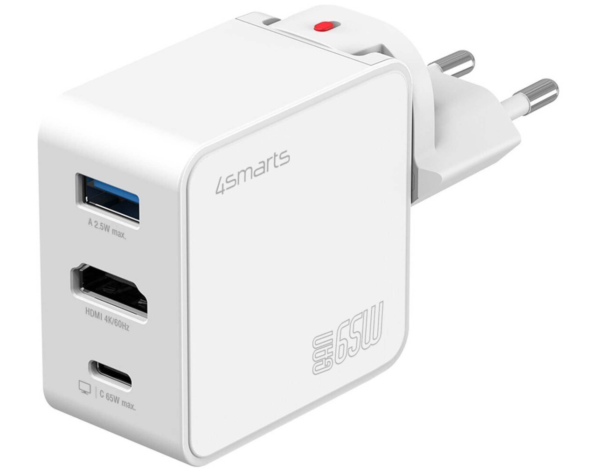 Ładowarka sieciowa 4SMARTS Flex 65W + Kabel USB-C - USB-C Biały