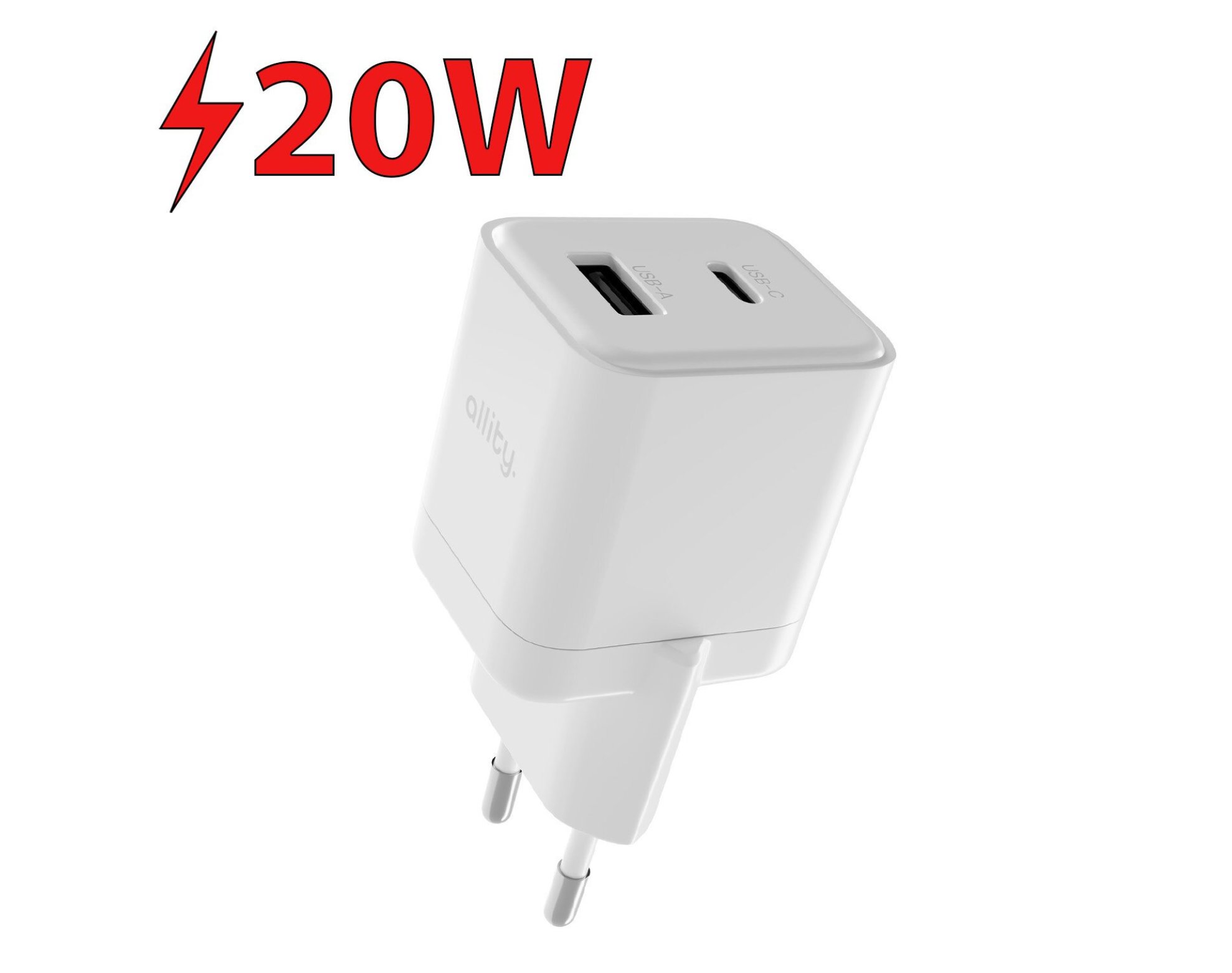 Ładowarka sieciowa ALLITY ATC-01-20WAC GaN 20W Biały