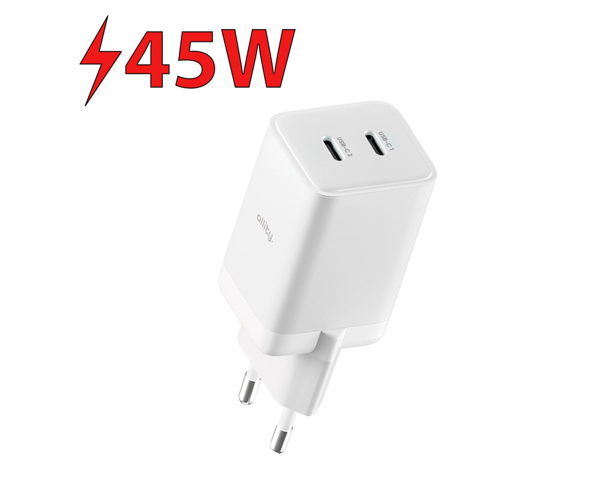 Ładowarka sieciowa ALLITY ATC-01-45WCC GaN 45W Biały