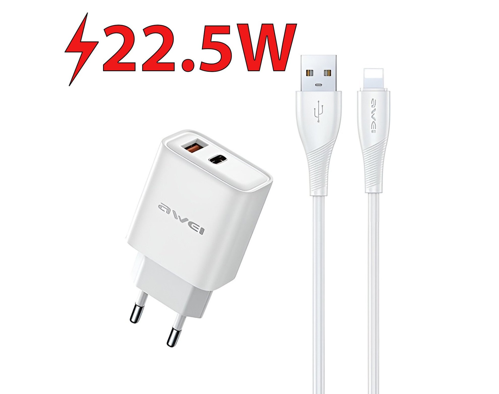 Ładowarka sieciowa AWEI PD81L-EU GaN 22.5W Biały