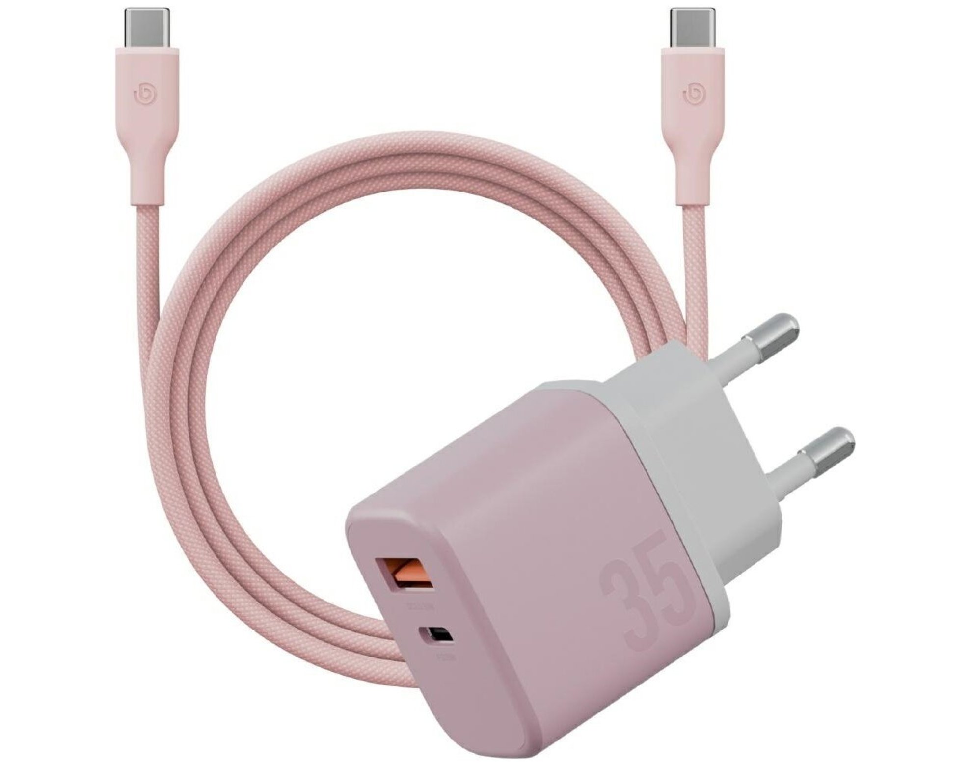 Ładowarka sieciowa BAZIC GoPort Velox 35W Różowy + kabel USB-C - USB-C