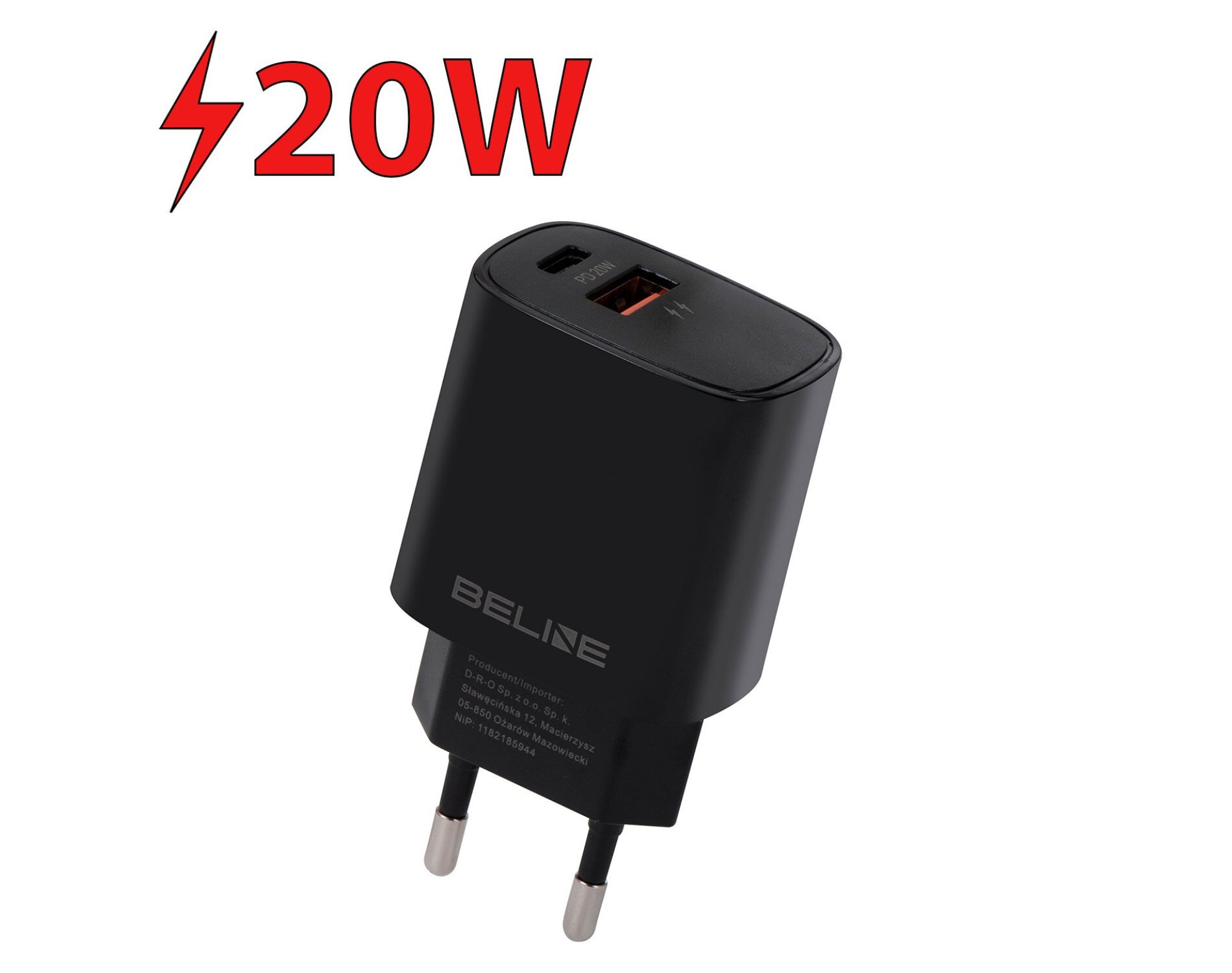 Ładowarka sieciowa BELINE BLN2CB20 20W Czarny