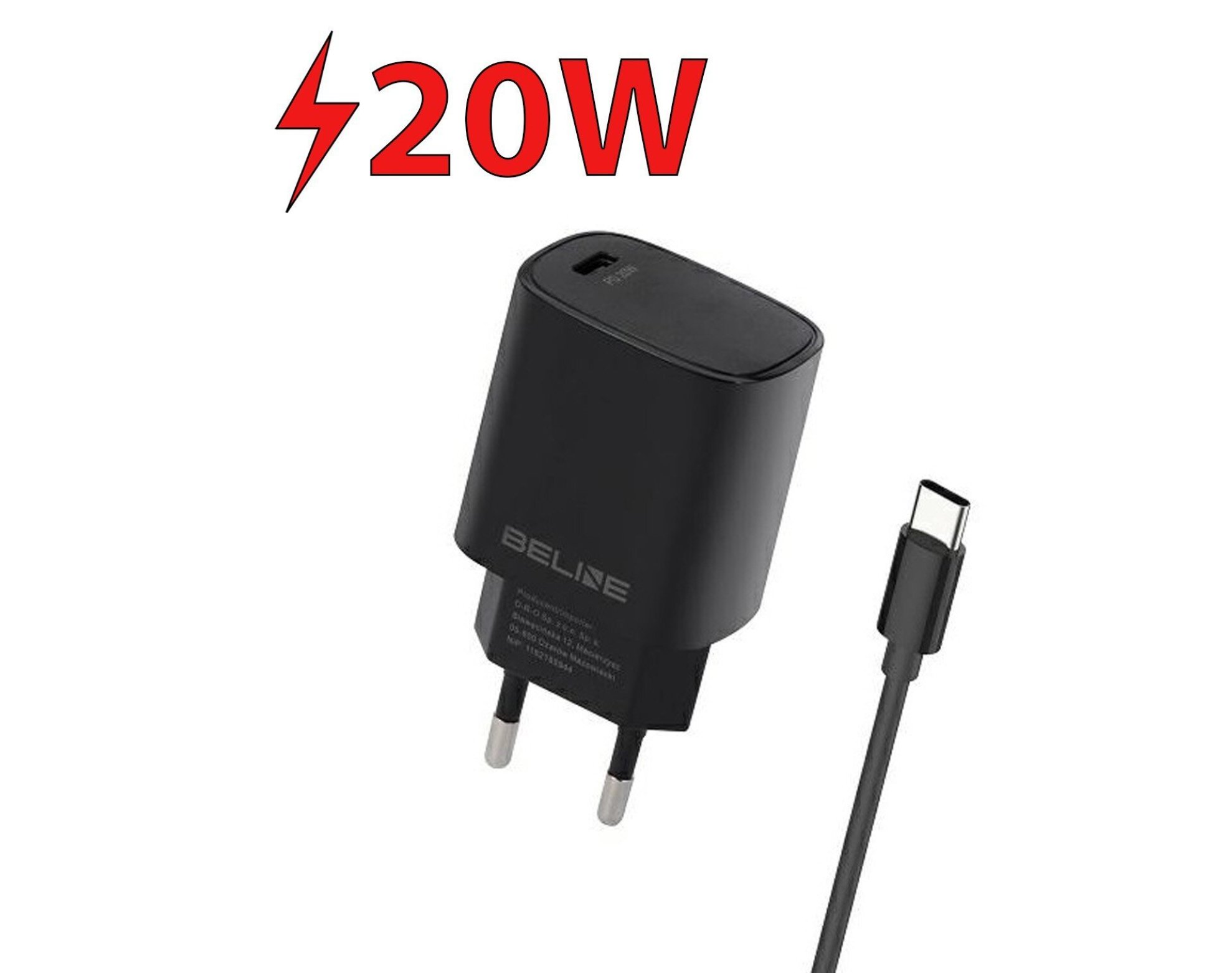 Ładowarka sieciowa BELINE BLNCB20C 20W Czarny