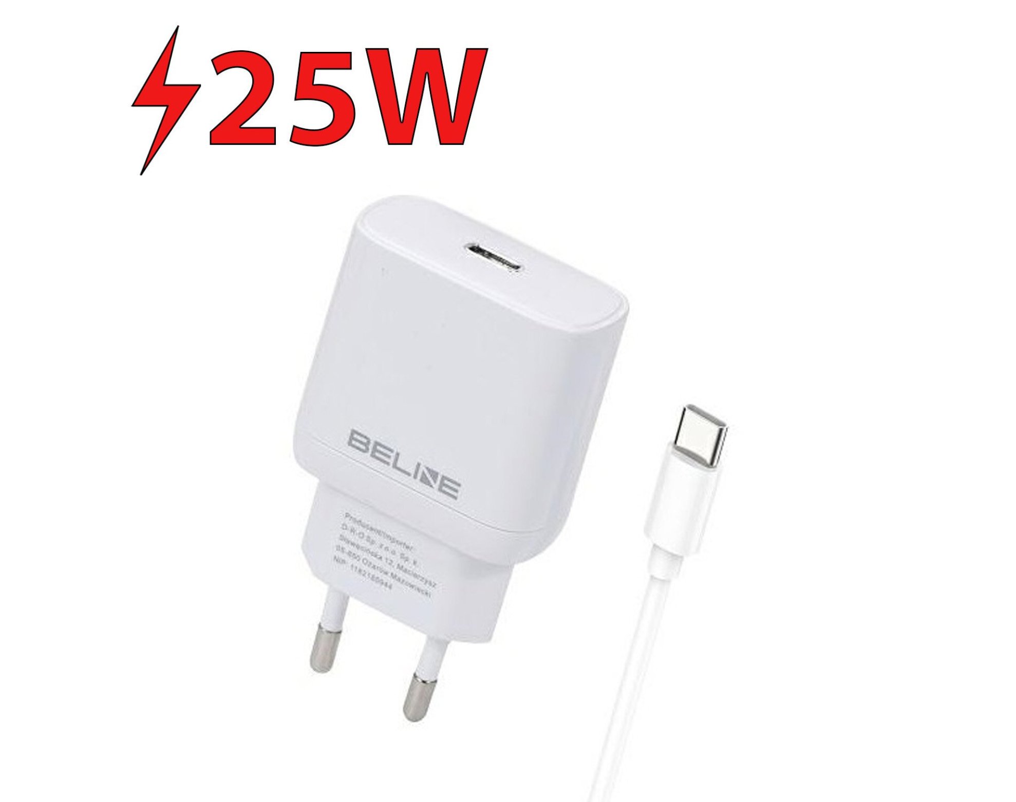 Ładowarka sieciowa BELINE BLNCW25C 25W GaN Biały
