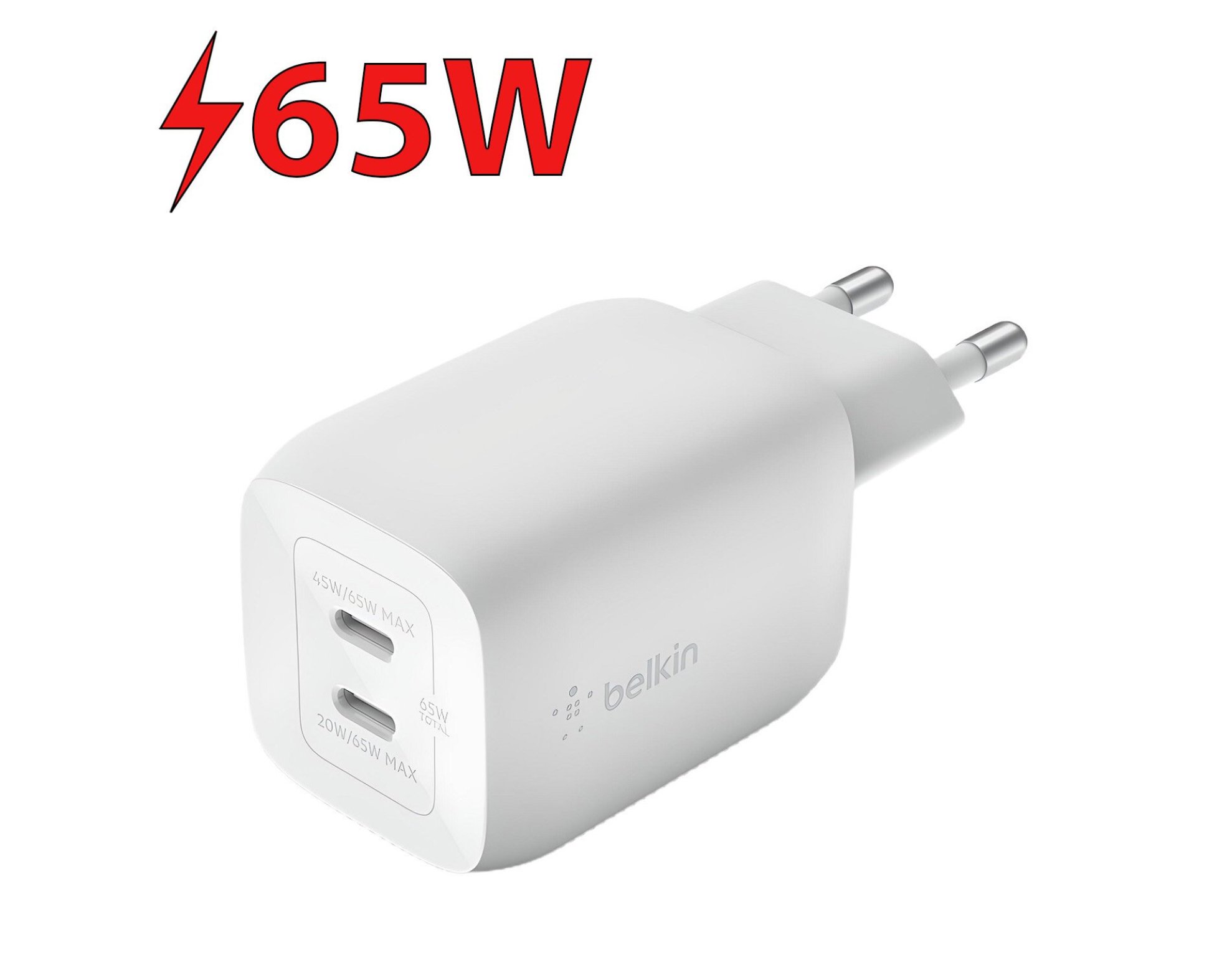 Ładowarka sieciowa BELKIN BoostCharge Pro GaN PPS WCH013VFWH 65W Biały