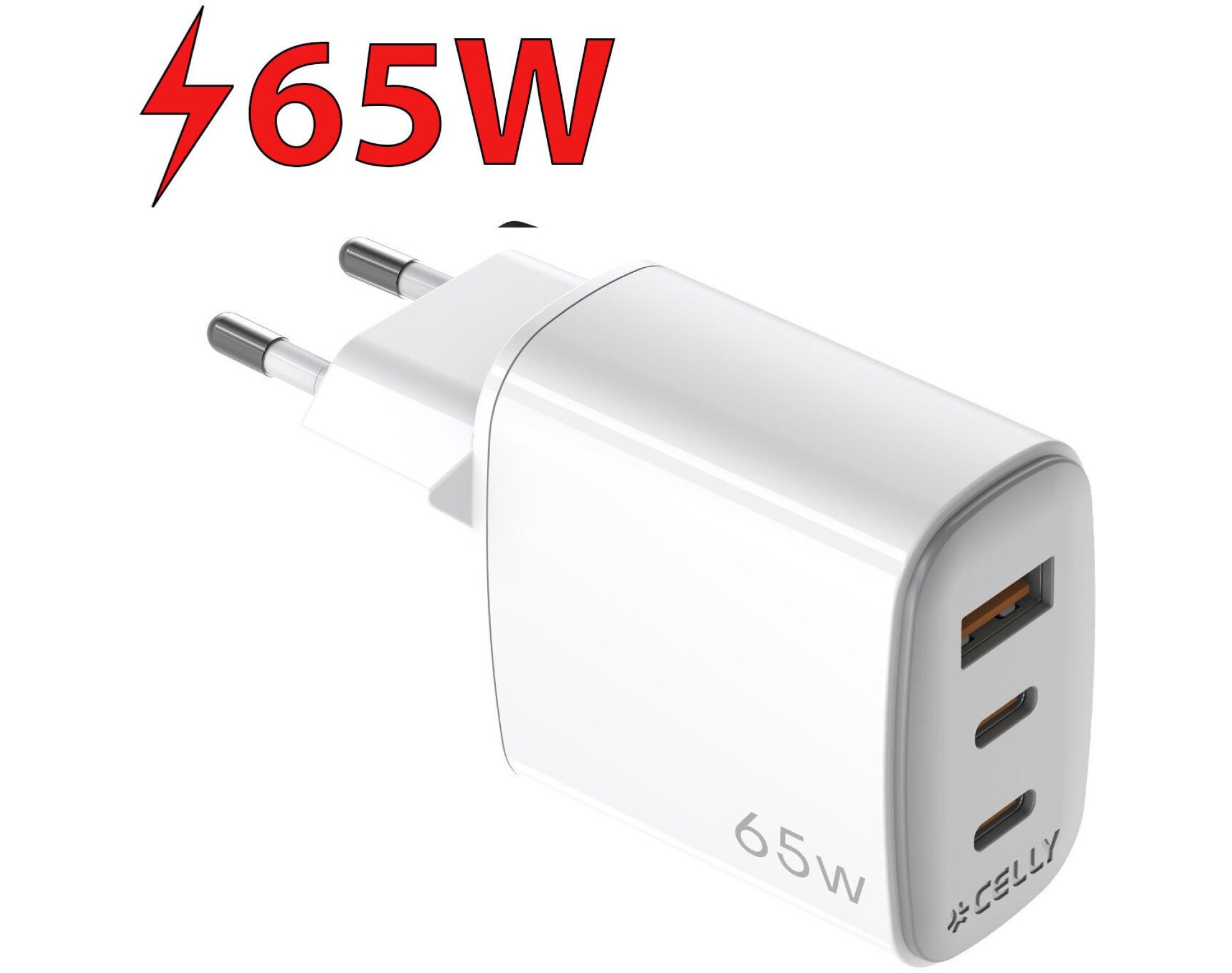 Ładowarka sieciowa CELLY GaN 65W Biały