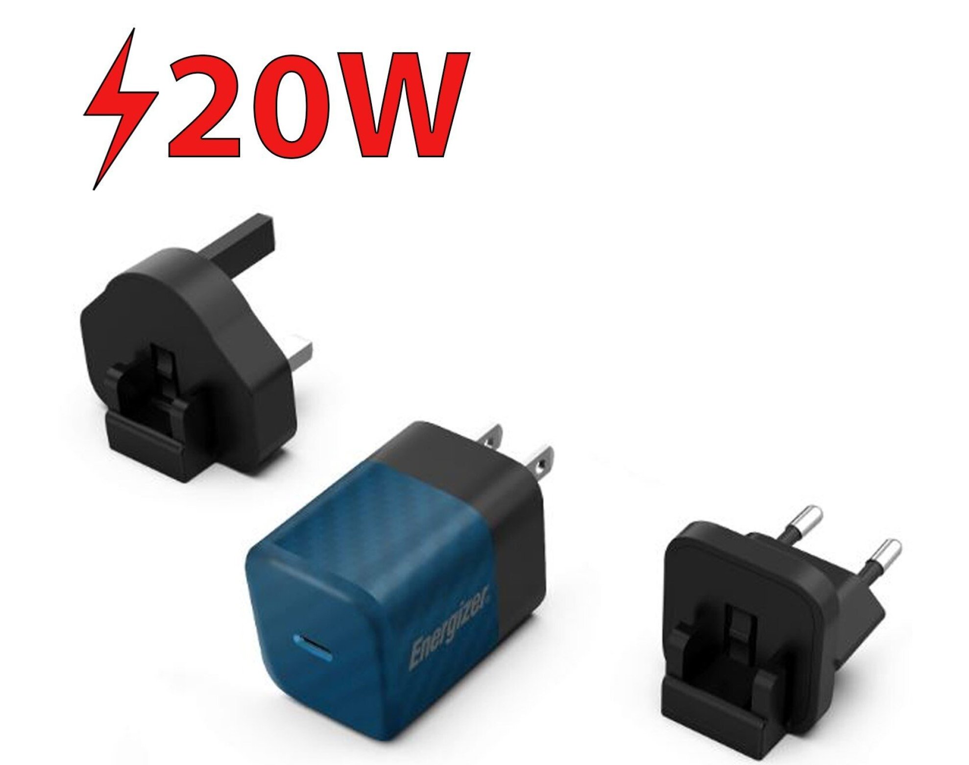 Ładowarka sieciowa ENERGIZER Ultimate Multiplug GaN 20W PD Niebieski