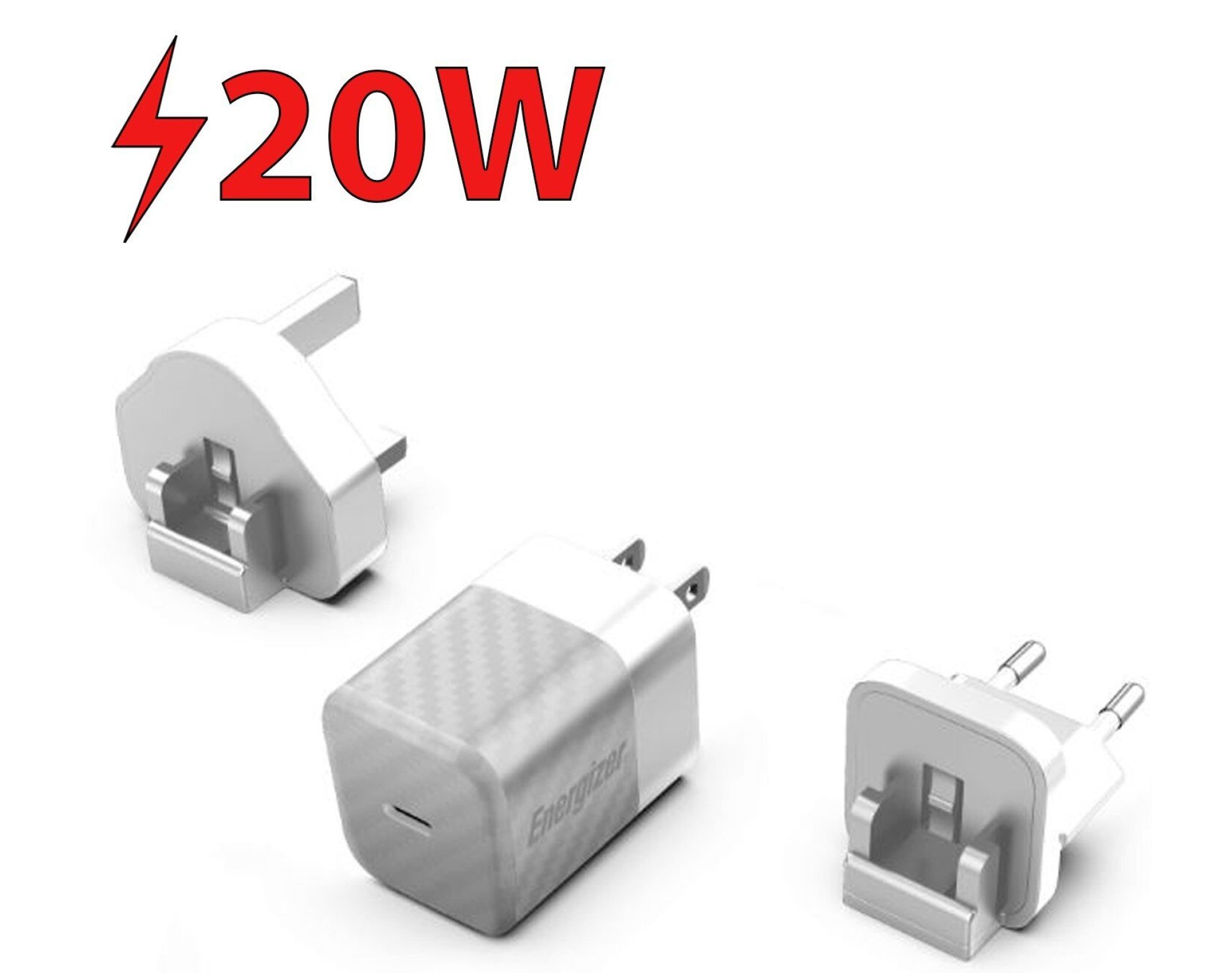 Ładowarka sieciowa ENERGIZER Ultimate Multiplug GaN 20W PD Srebrny