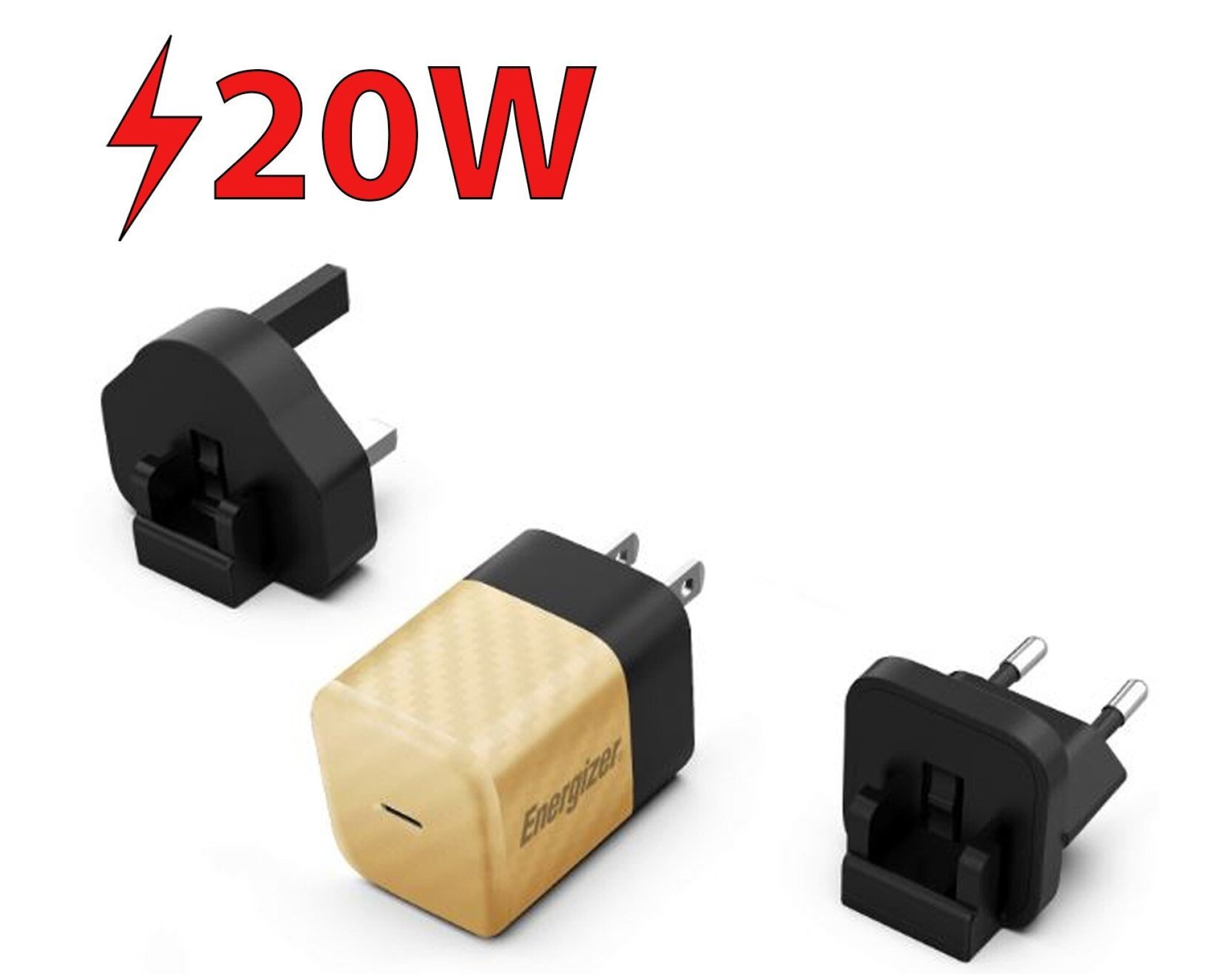 Ładowarka sieciowa ENERGIZER Ultimate Multiplug GaN 20W PD Złoty