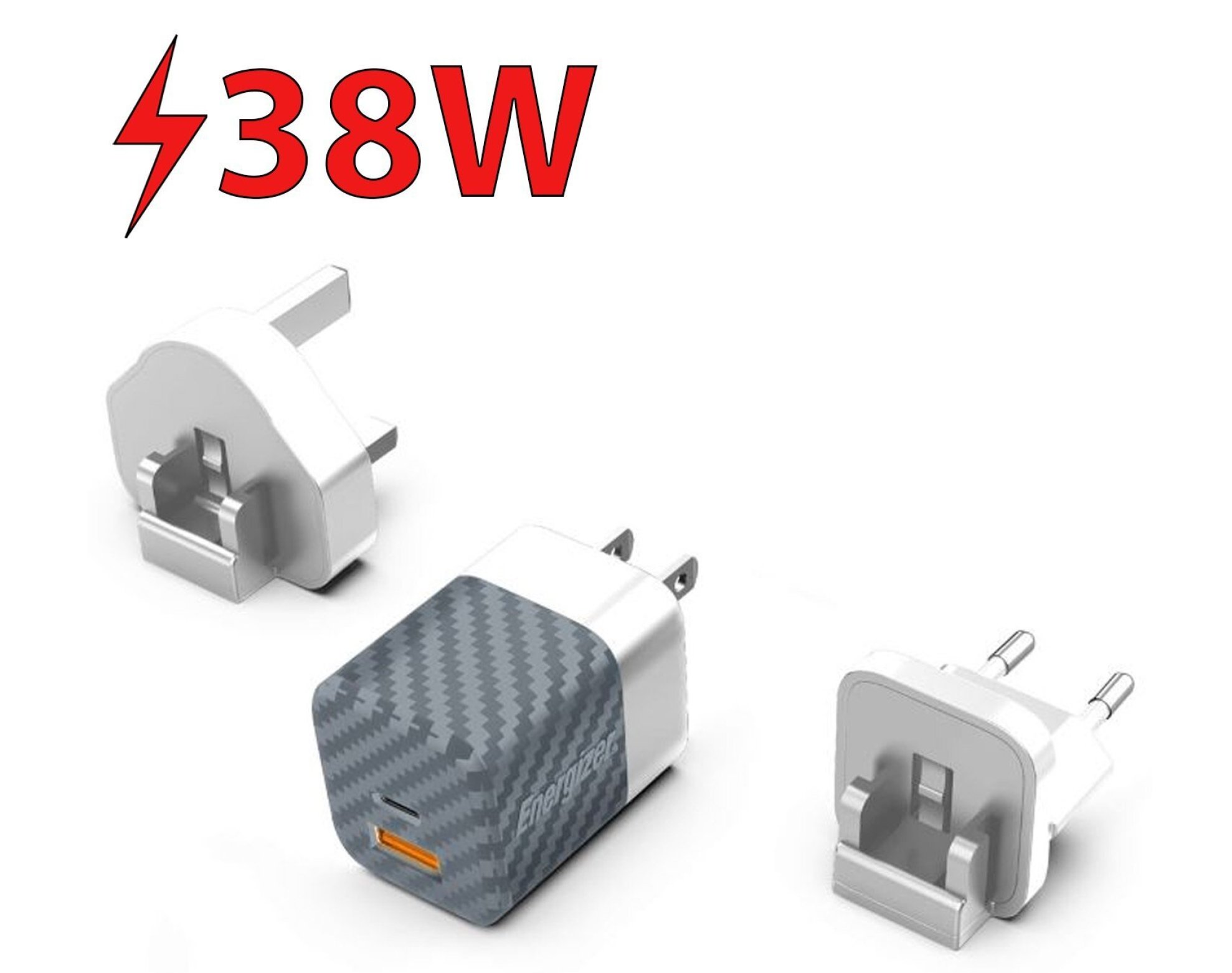 Ładowarka sieciowa ENERGIZER Ultimate Multiplug GaN 38W Srebrny