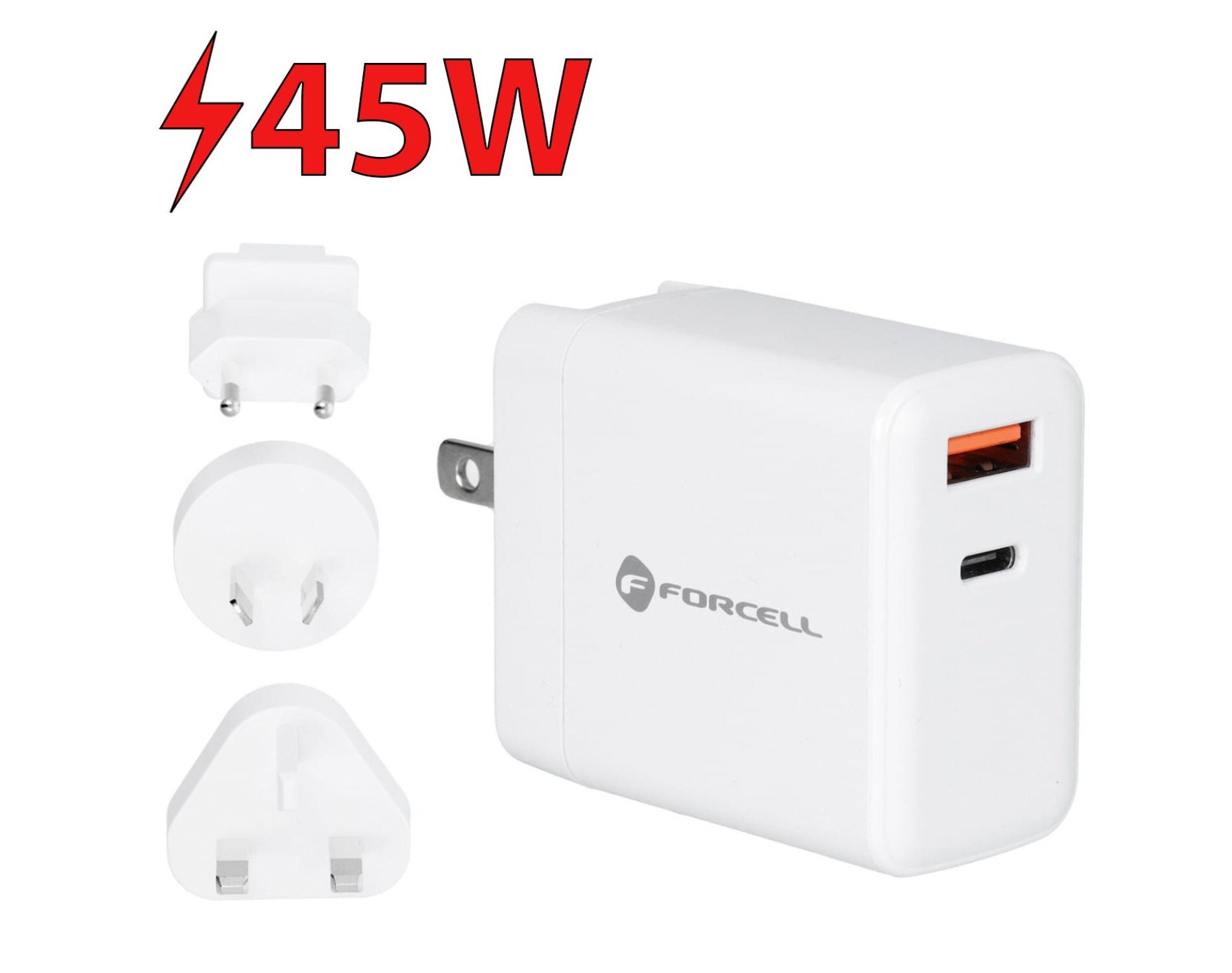 Ładowarka sieciowa FORCELL 3w1 45W Biały
