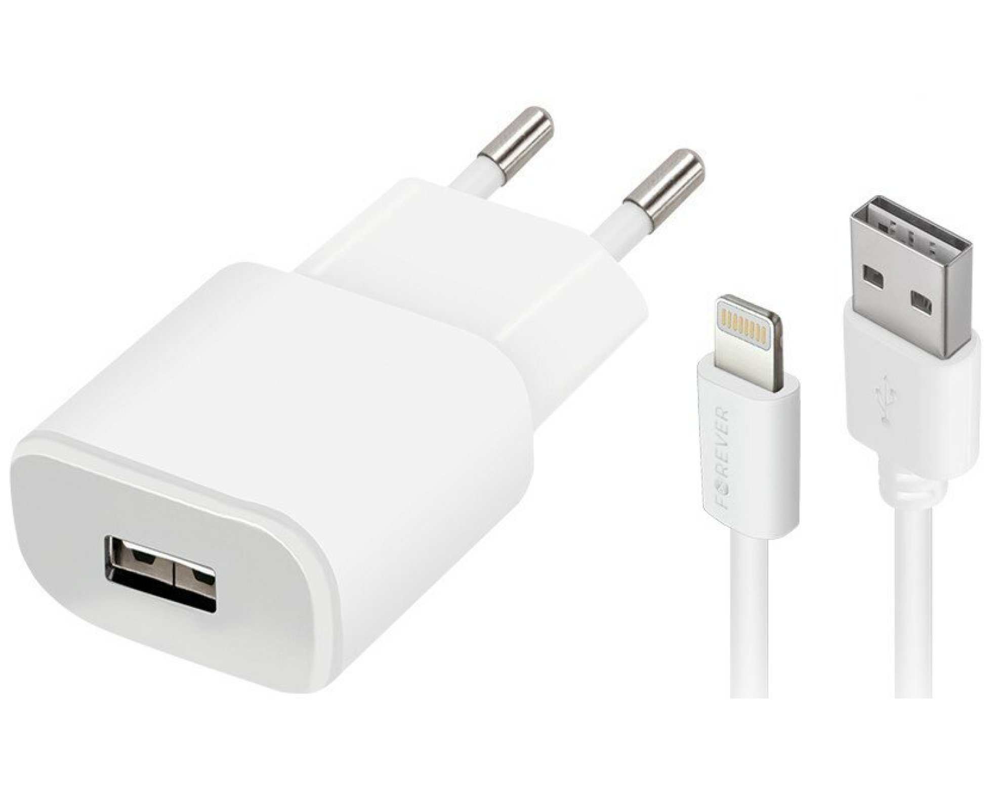Ładowarka sieciowa FOREVER TC-01 5W Biały + Kabel lightning