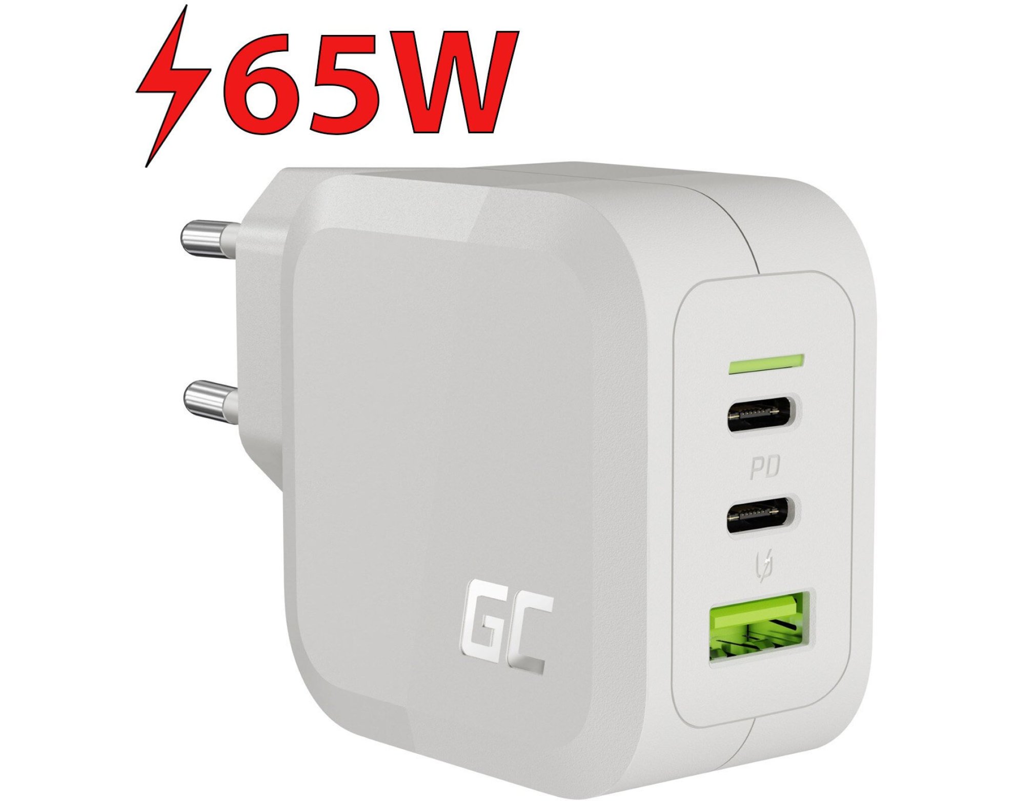 Ładowarka sieciowa GREENCELL CHARGC08 PowerGaN 65W Biały