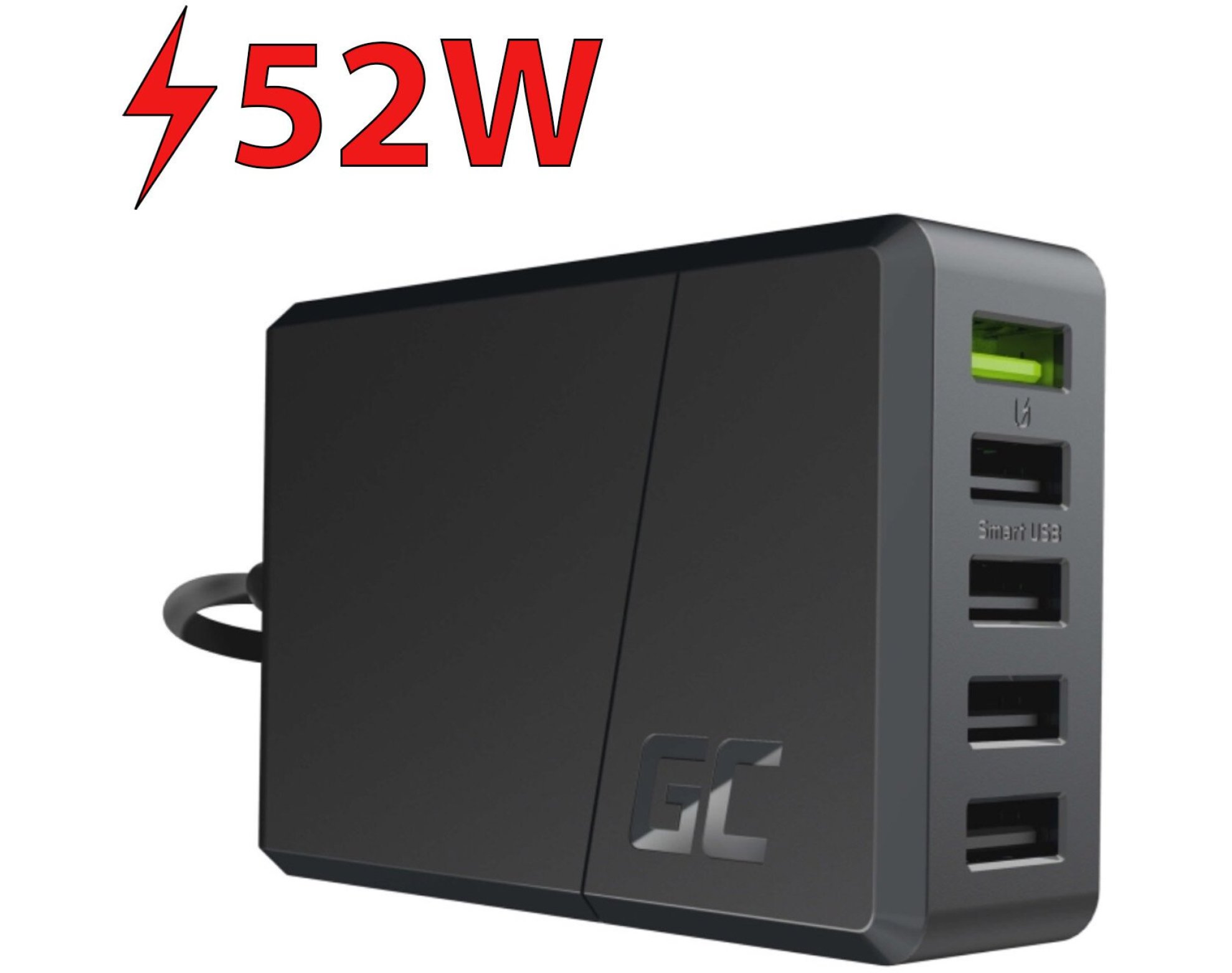 Ładowarka sieciowa GREENCELL ChargeSource 5 52W Czarny
