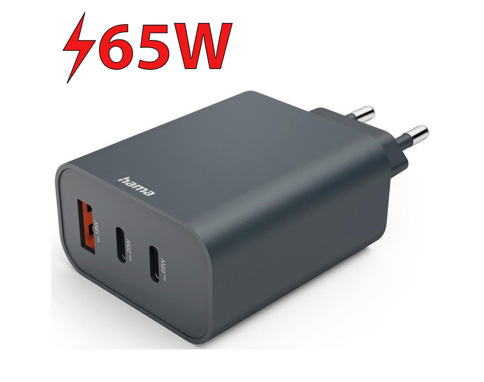 Ładowarka sieciowa HAMA Ecosential 65W PD Antracyt