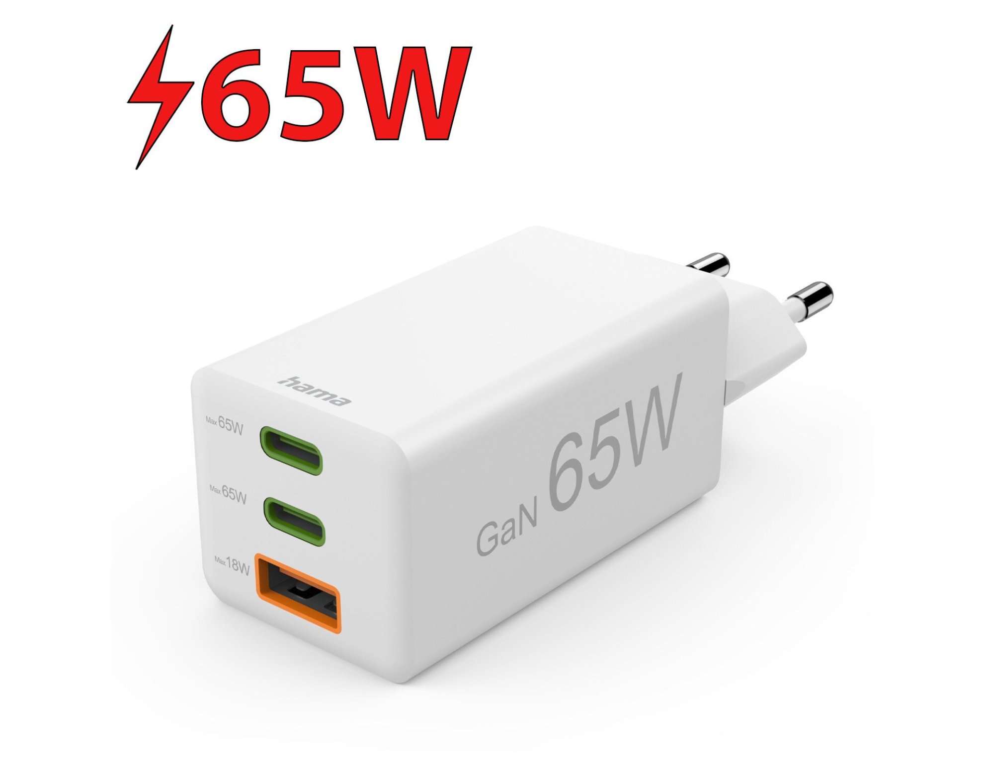 Ładowarka sieciowa HAMA Mini 201996 GaN PD/Qualcomm® 65W Biały