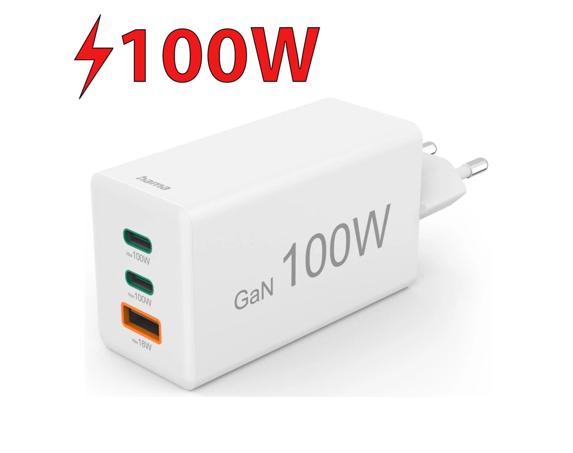 Ładowarka sieciowa HAMA Mini GaN 100W Biały