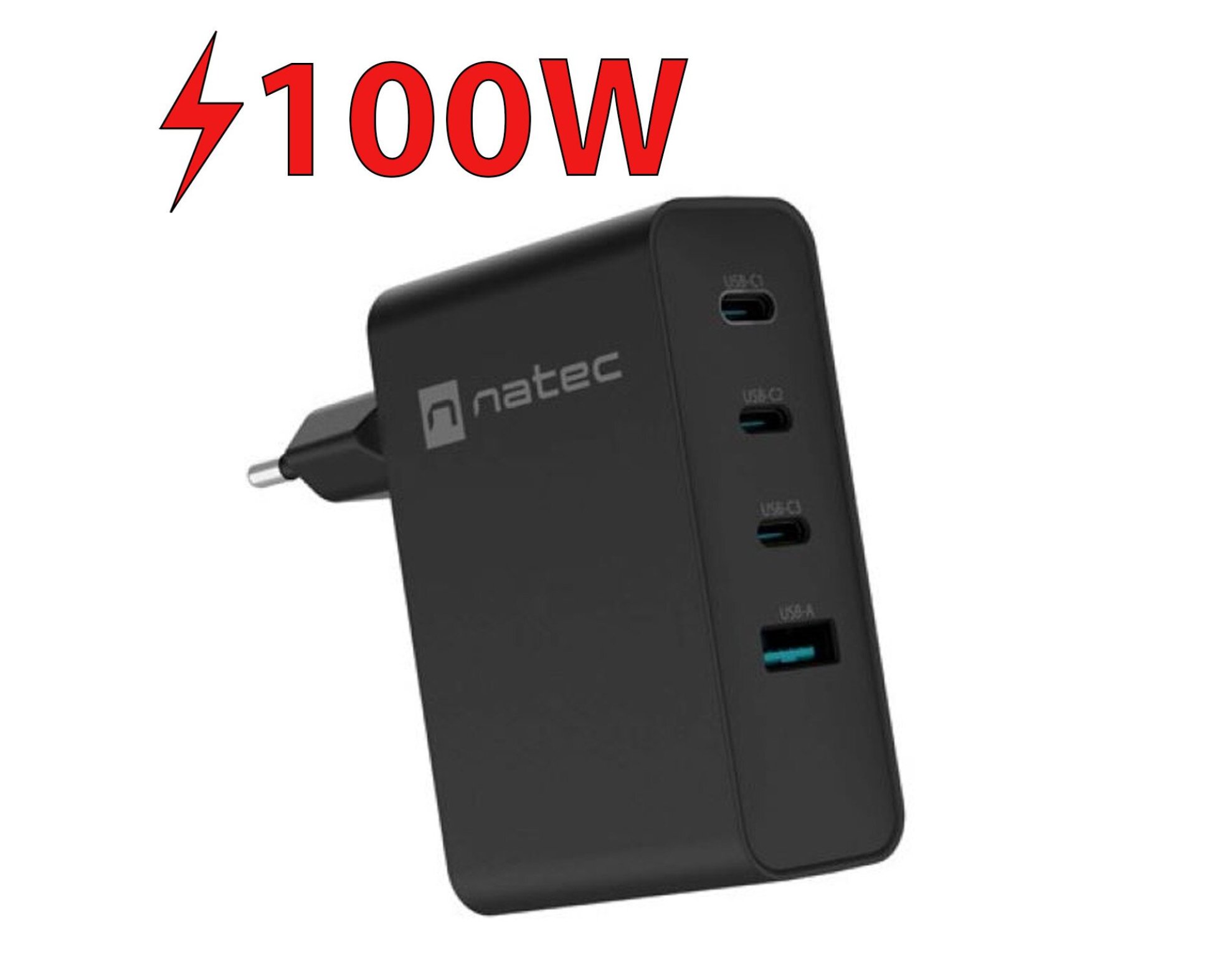 Ładowarka sieciowa NATEC Ribera 100W GaN Czarny