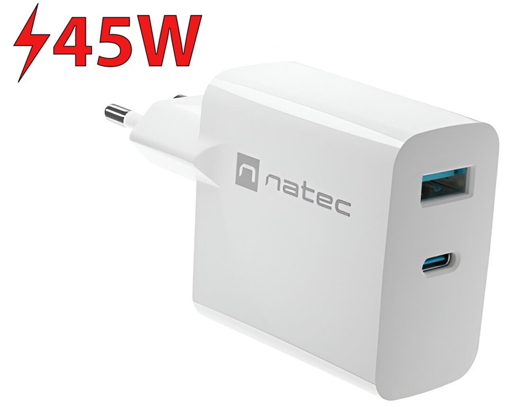 Ładowarka sieciowa NATEC Ribera GaN 45W Biały