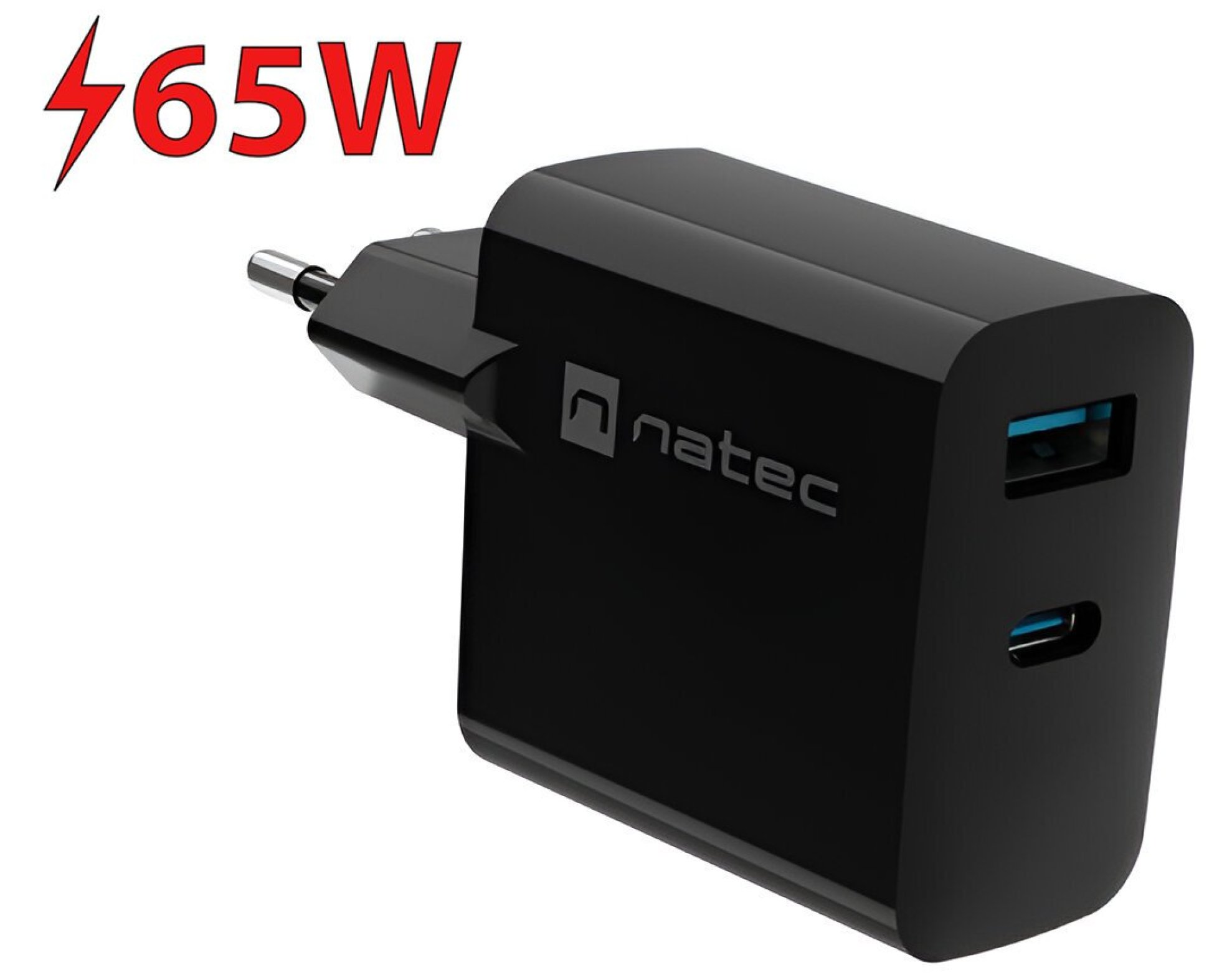 Ładowarka sieciowa NATEC Ribera GaN 65W Czarny