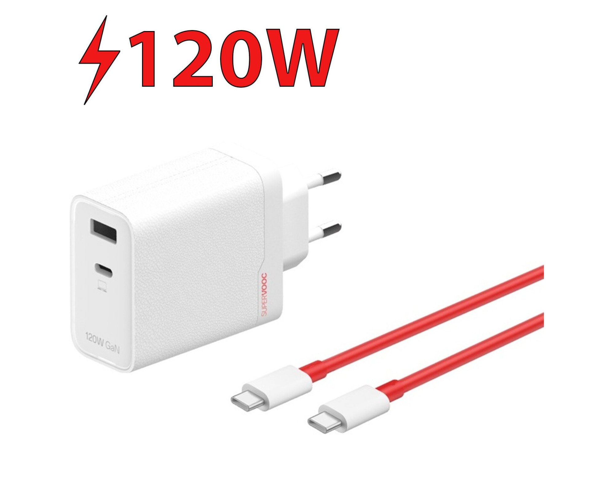 Ładowarka sieciowa ONEPLUS Charger SuperVooc 120W Biały + Kabel USB-C - USB-C