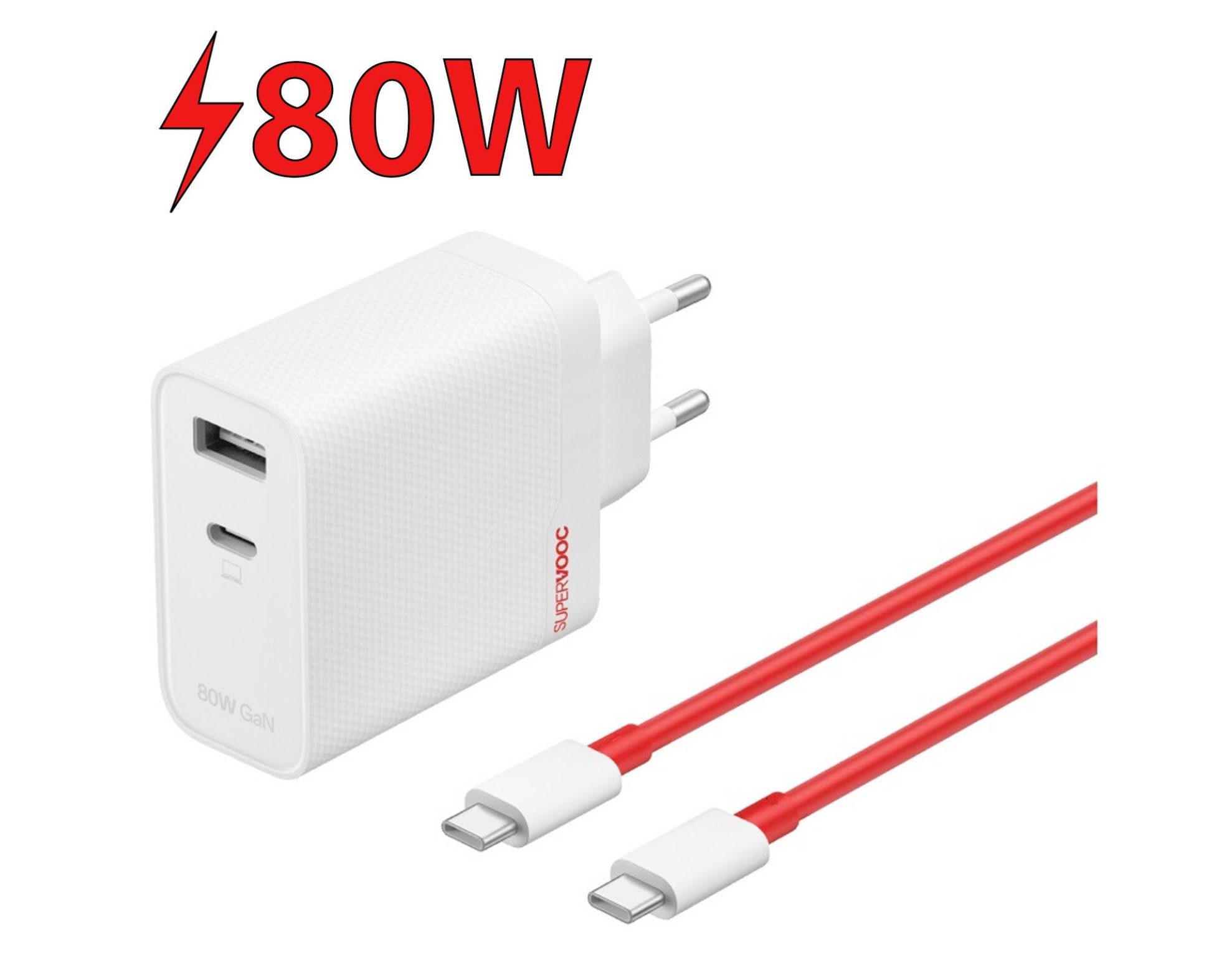 Ładowarka sieciowa ONEPLUS SuperVOOC GaN 80W Biały + Kabel USB-C - USB-C