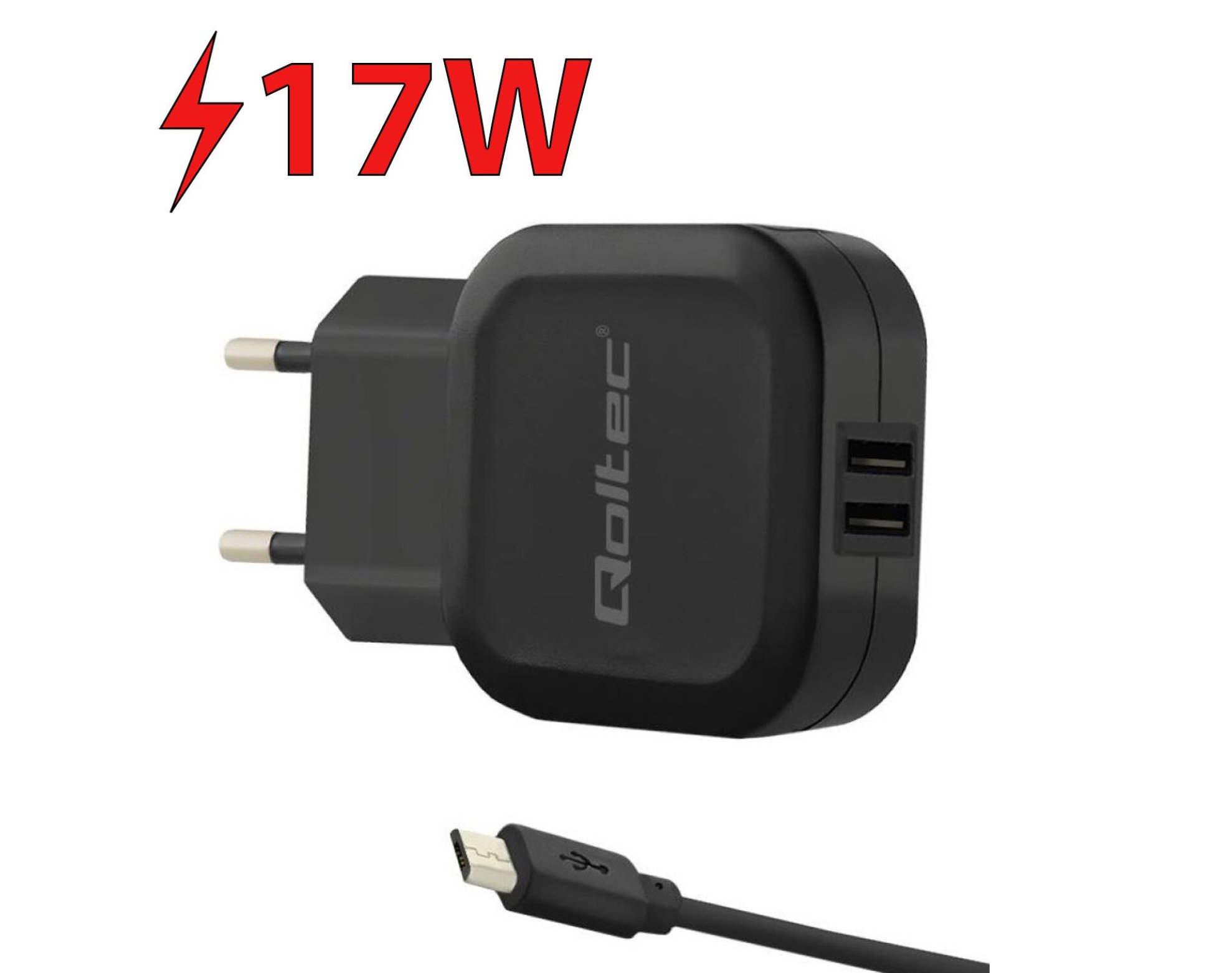 Ładowarka sieciowa QOLTEC 50187 17W Czarny