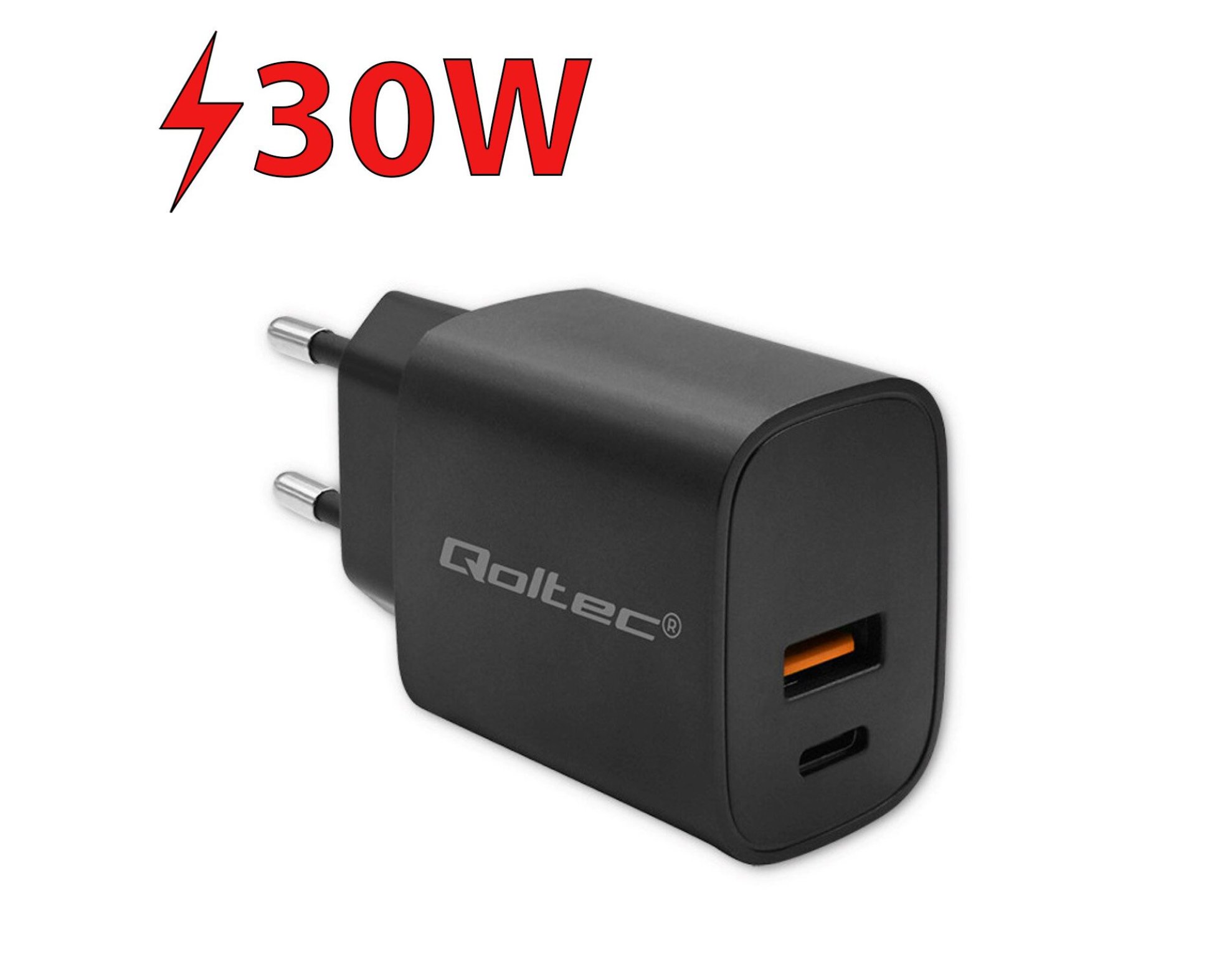 Ładowarka sieciowa QOLTEC GaN Power Pro 30W Czarny
