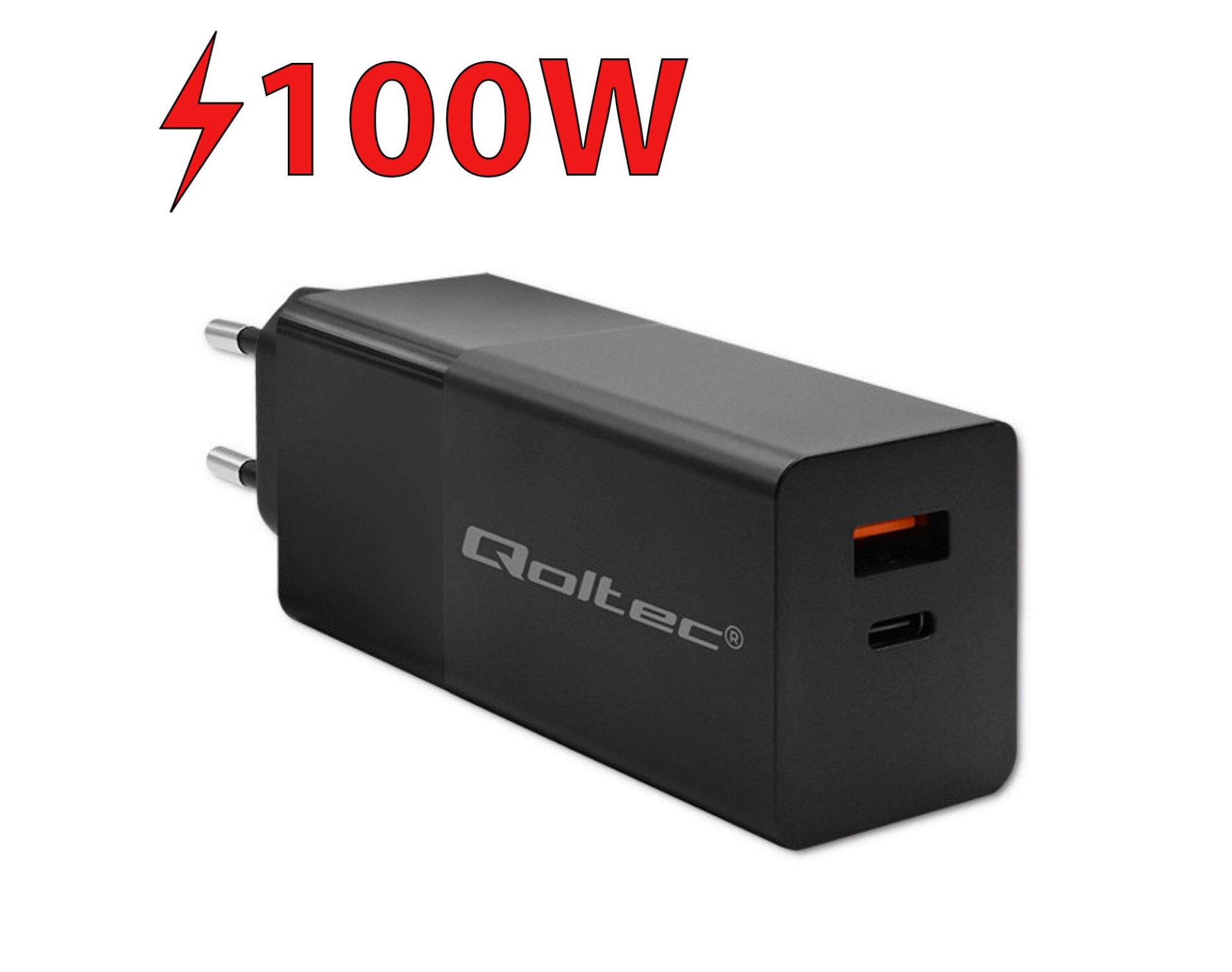 Ładowarka sieciowa QOLTEC GaN Power Pro PD 100W Czarny