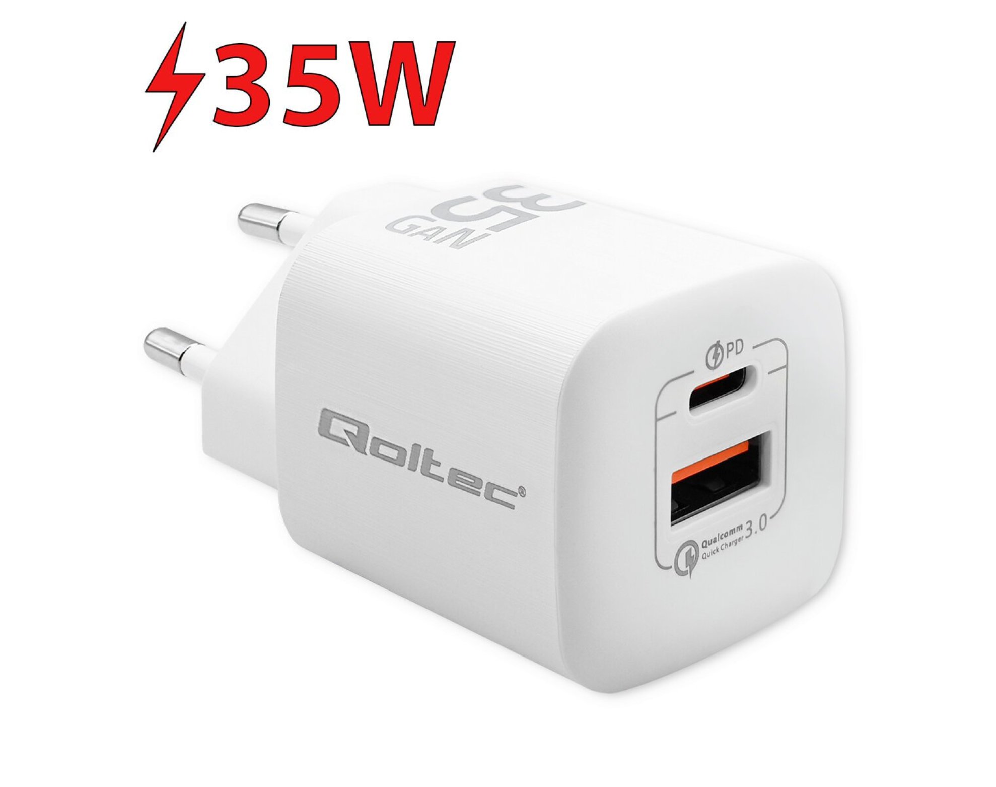 Ładowarka sieciowa QOLTEC Gan Ultra 35W Biały