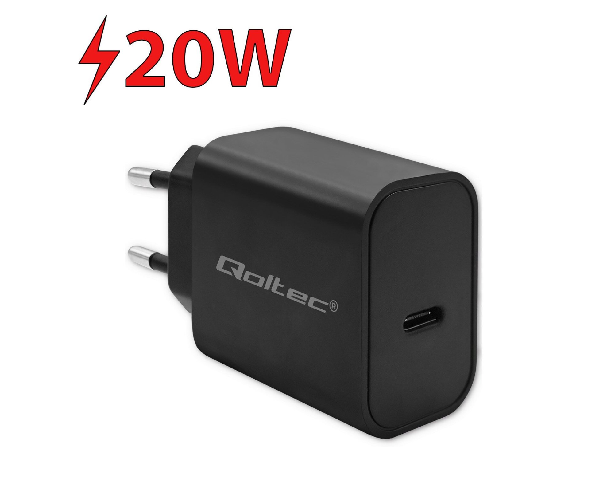 Ładowarka sieciowa QOLTEC Super Quick PD 20W Czarny