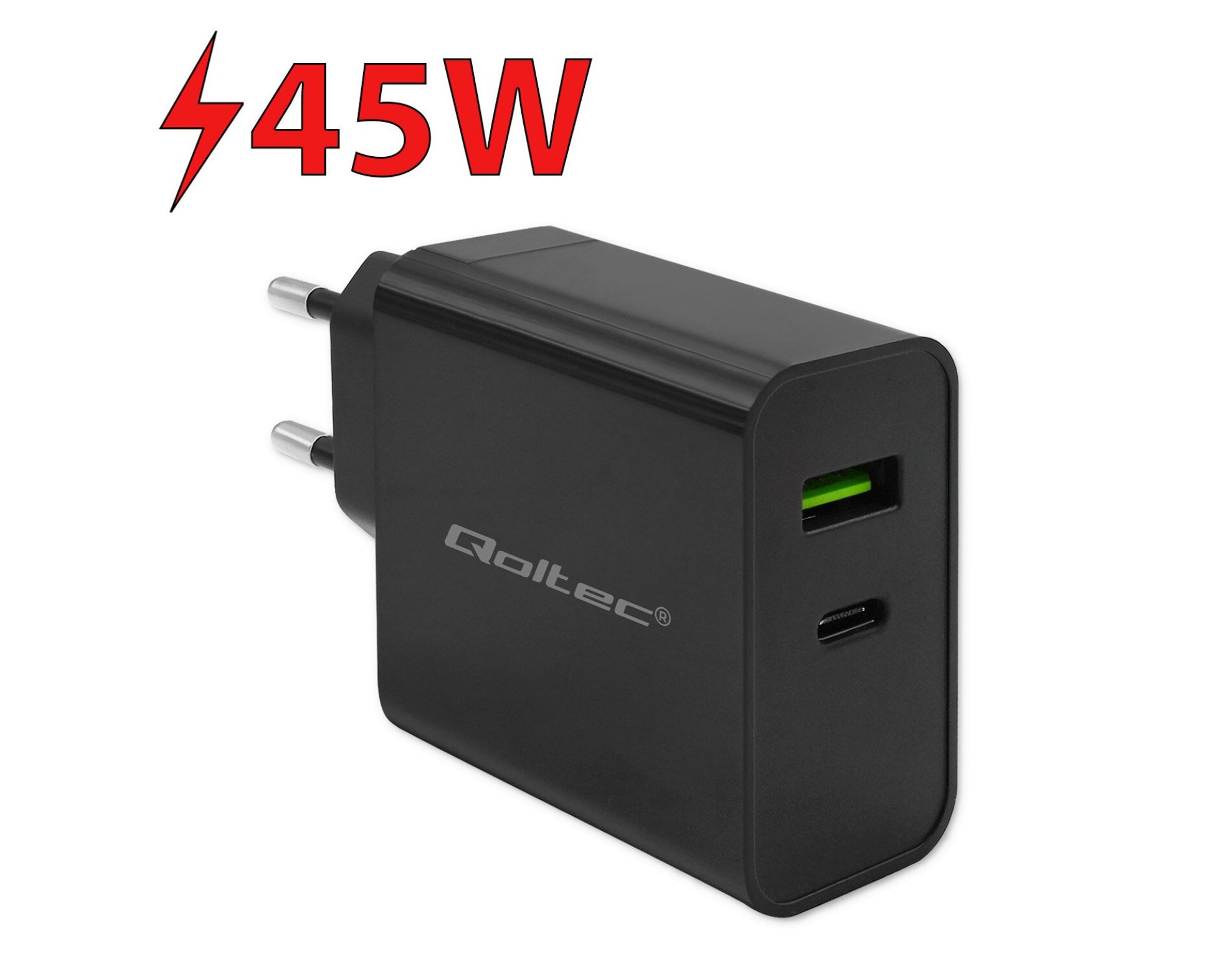 Ładowarka sieciowa QOLTEC Super Quick PD 45W Czarny