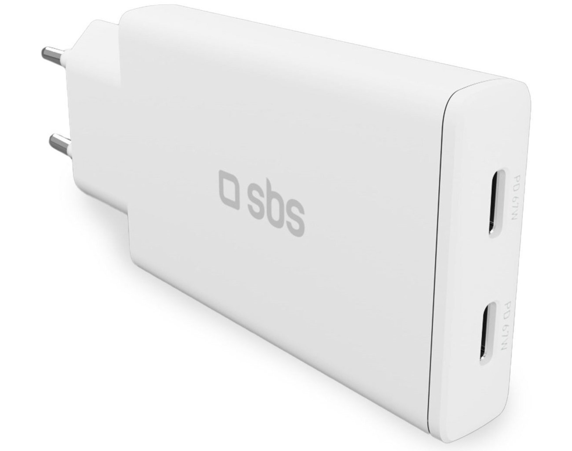 Ładowarka sieciowa SBS TETRGAN2C70SLIM Ultra-Slim GaN 67W Biały