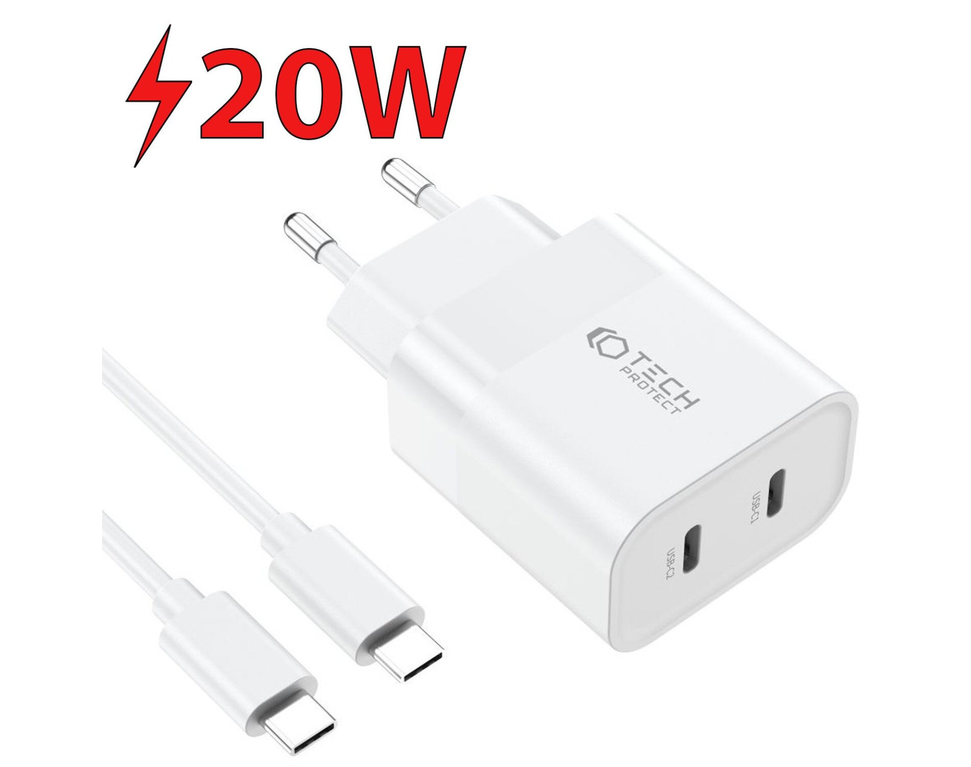 Ładowarka sieciowa TECH-PROTECT C20W PD20W Biały