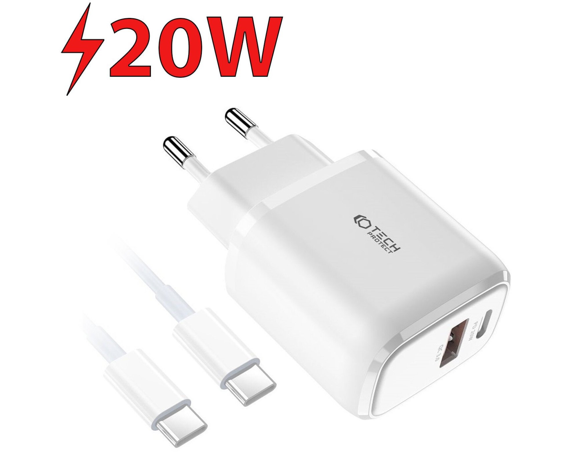 Ładowarka sieciowa TECH-PROTECT C20W PD20W/QC3.0 Biały