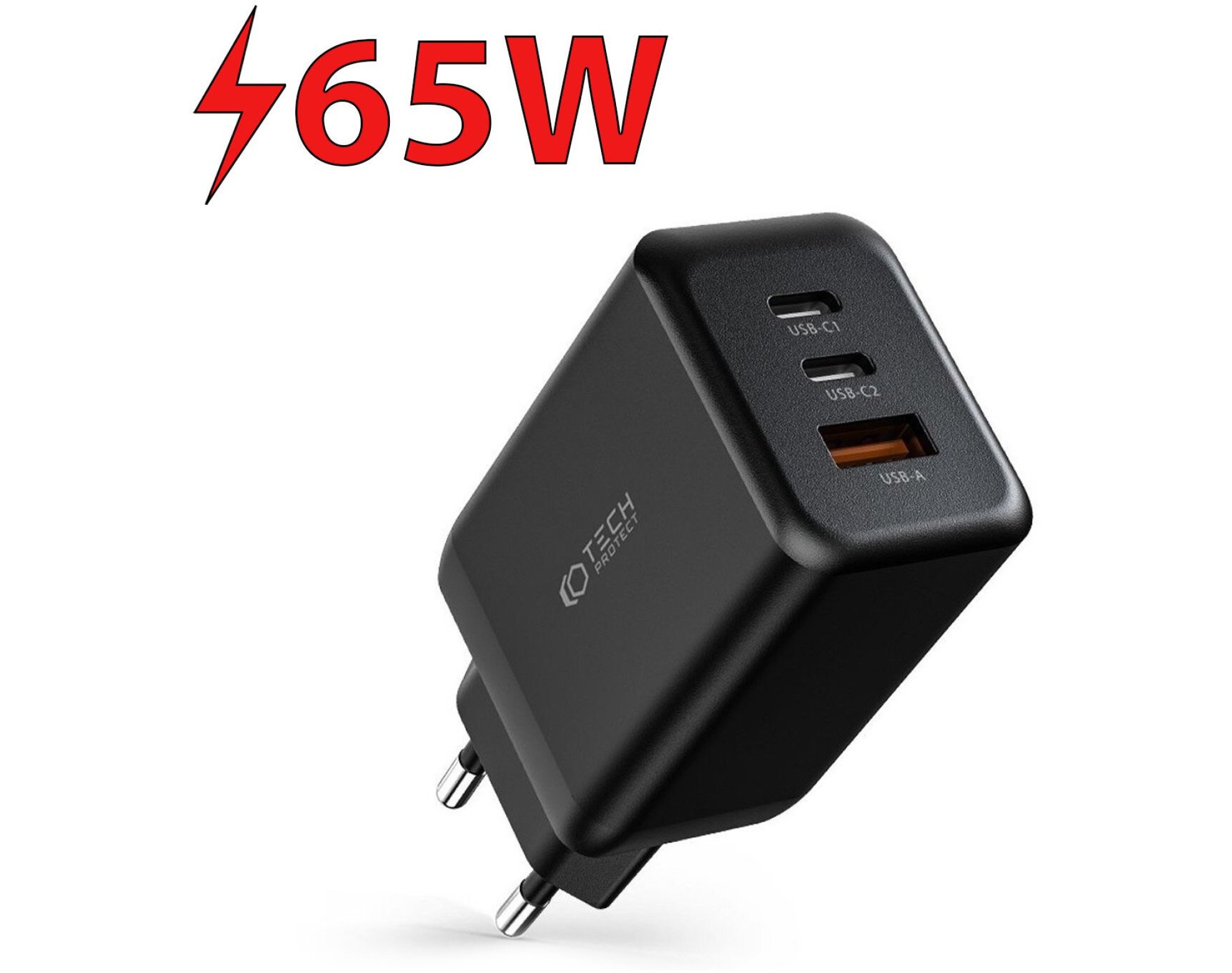 Ładowarka sieciowa TECH-PROTECT C65W PD65W/QC3.0 Czarny