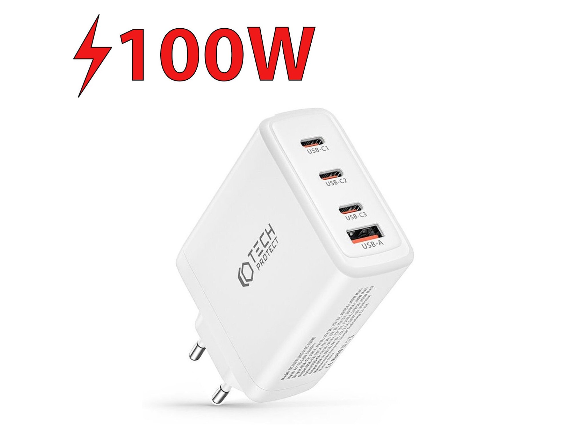 Ładowarka sieciowa TECH-PROTECT GaN 100W Biały