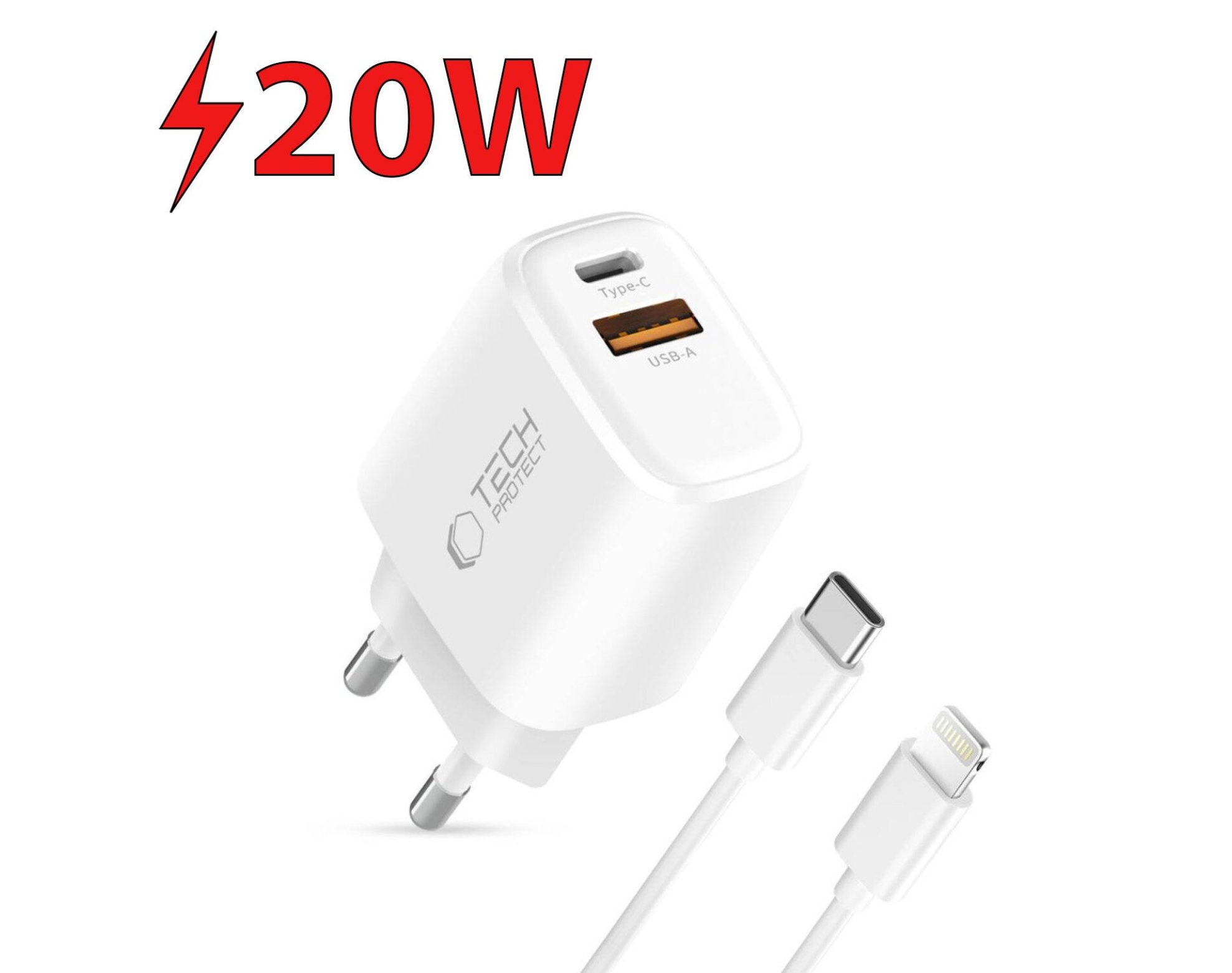 Ładowarka sieciowa TECH-PROTECT NCA20 PD 20W/QC3.0 Biały