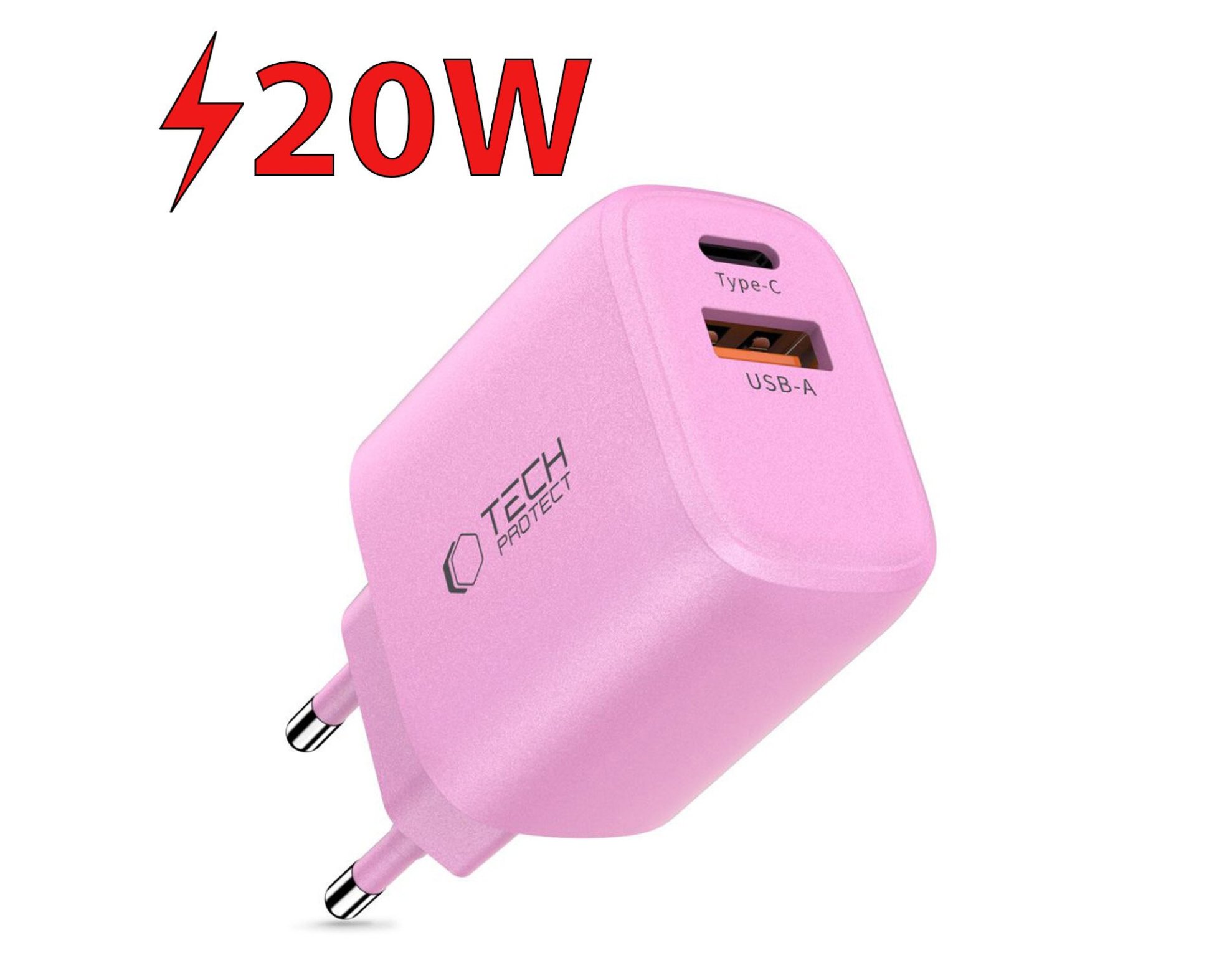 Ładowarka sieciowa TECH-PROTECT NCA20 PD 20W/QC3.0 Różowy