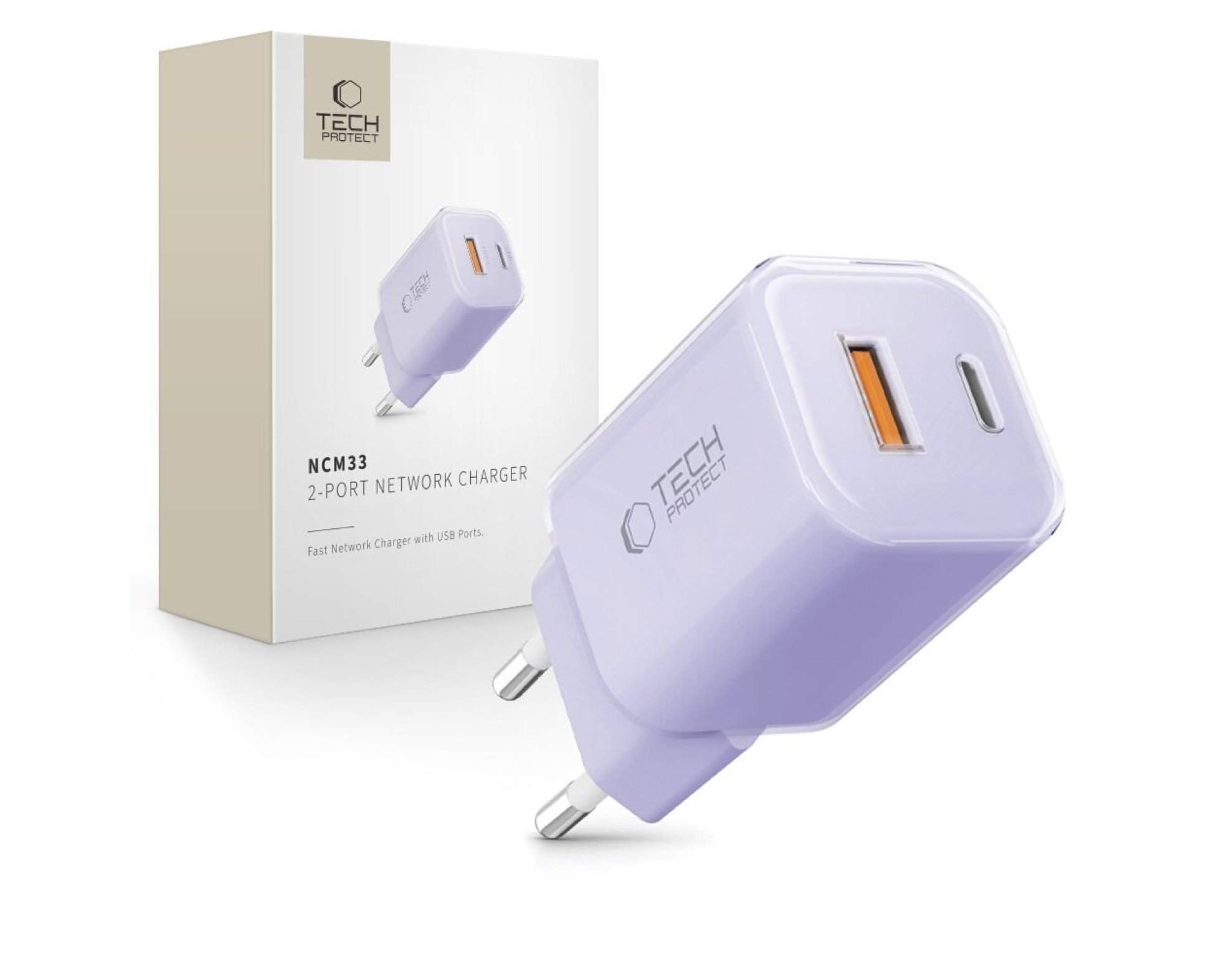 Ładowarka sieciowa TECH-PROTECT NCM33 PD 33W/QC3.0 Fioletowy