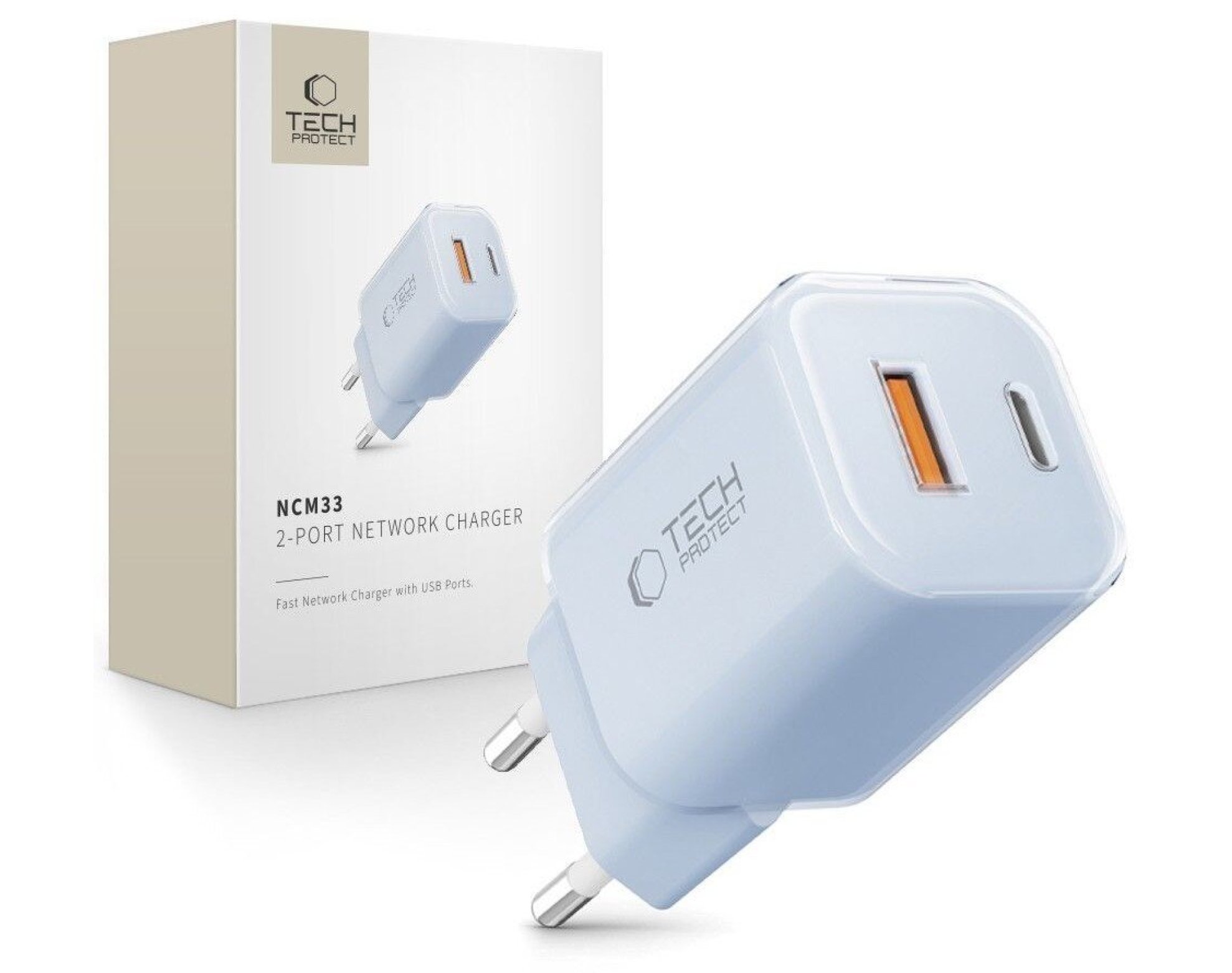Ładowarka sieciowa TECH-PROTECT NCM33 PD33W/QC3.0 Błękitny
