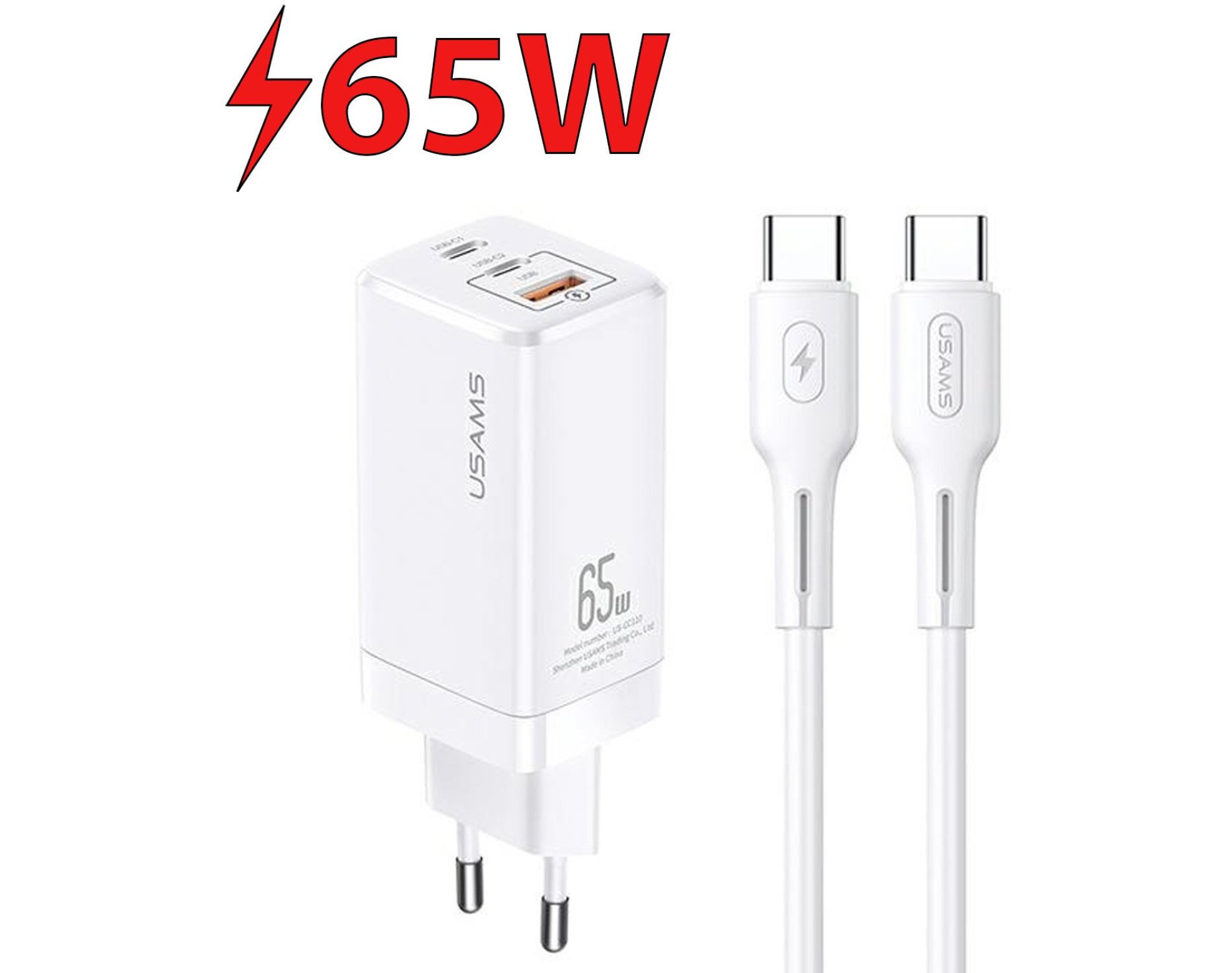 Ładowarka sieciowa USAMS T33 MTXLOGTC02 65W Biały