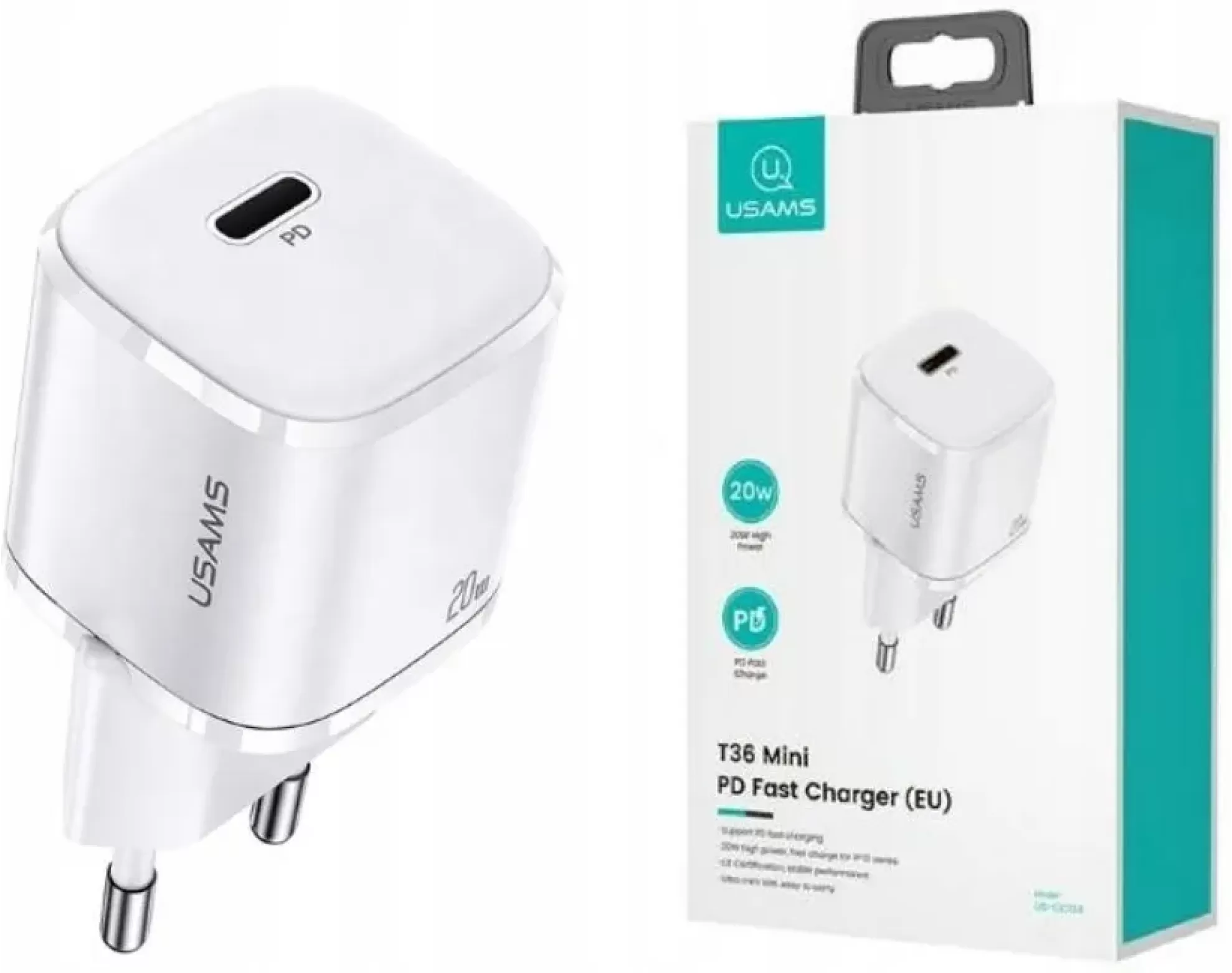 Ładowarka sieciowa USAMS T36 Mini CC124TC02 20W Biały