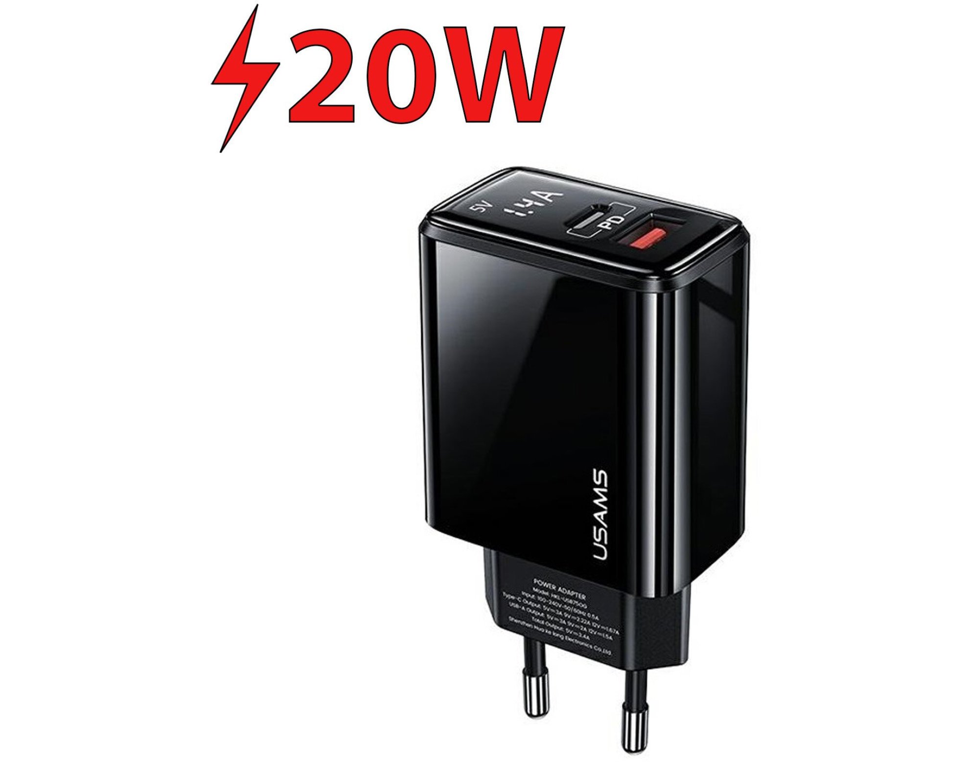 Ładowarka sieciowa USAMS T40 CC133TC01 20W Czarny