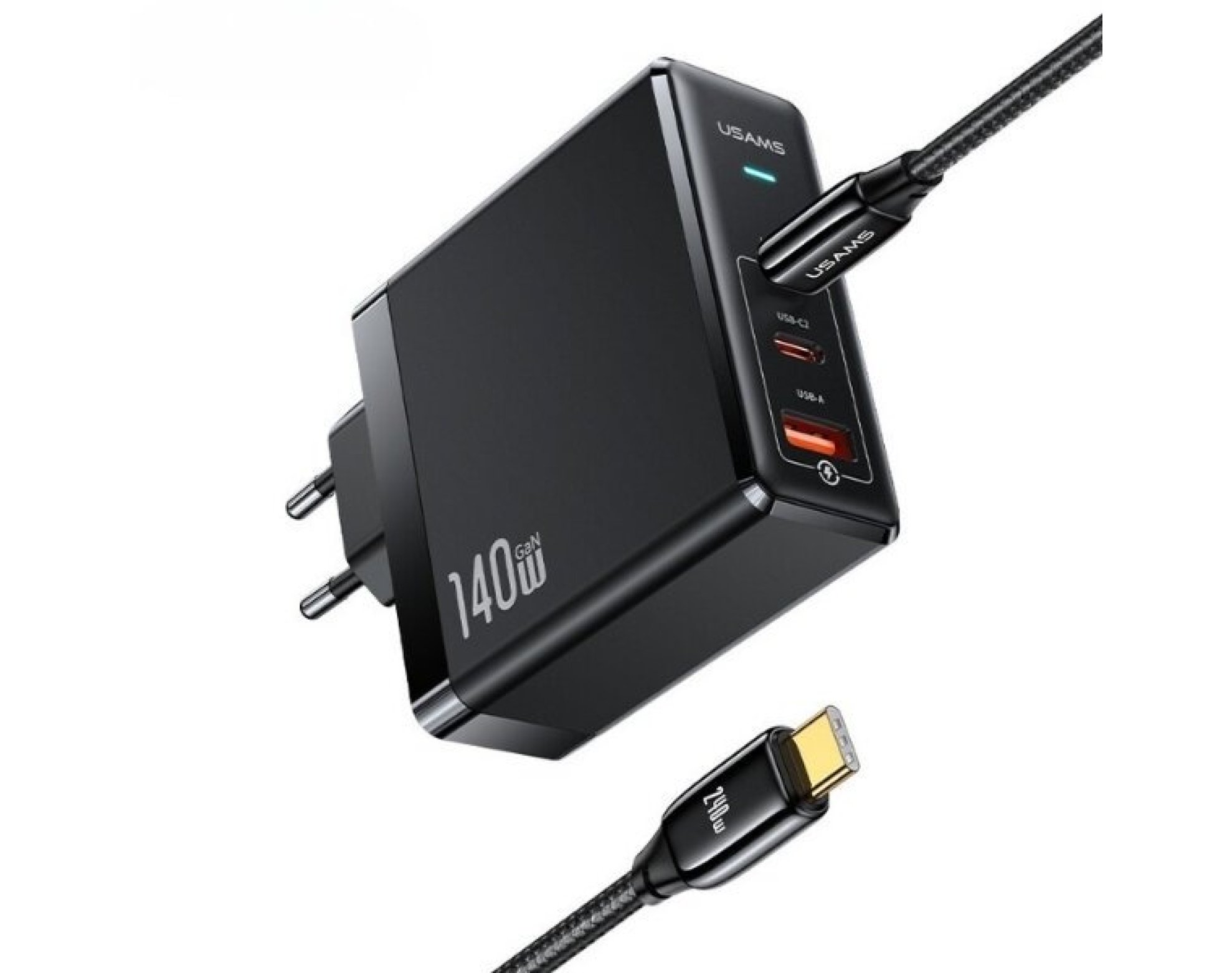 Ładowarka sieciowa USAMS T52 US-CC168 140W Czarny + kabel USB-C