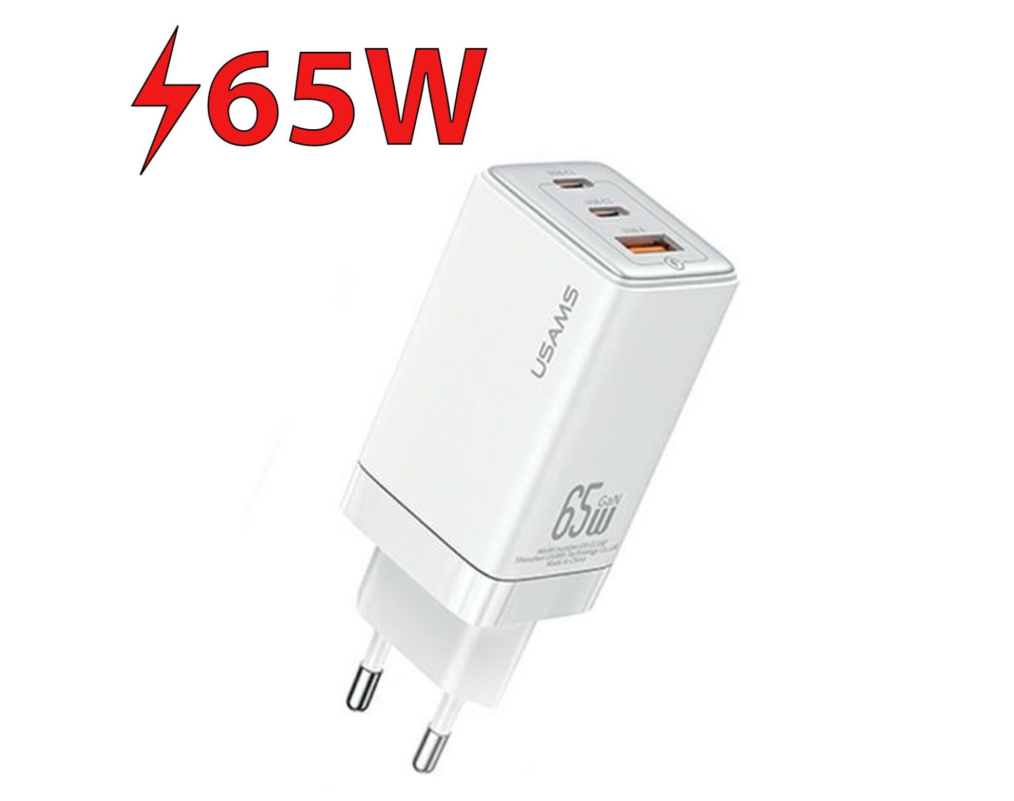 Ładowarka sieciowa USAMS US-CC180 65W Gan Fast Charging Biały