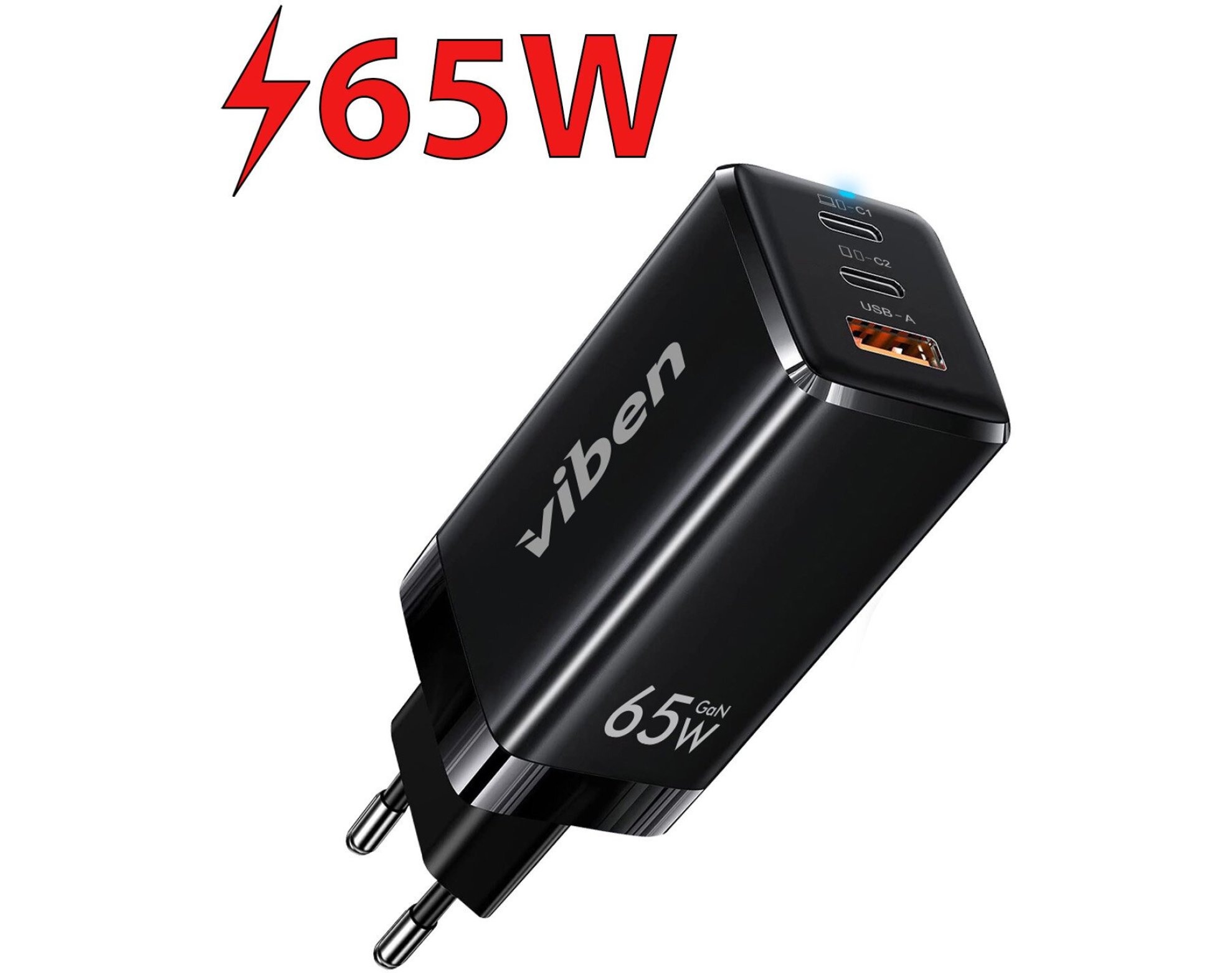 Ładowarka sieciowa VIBEN GaN 65W Czarny